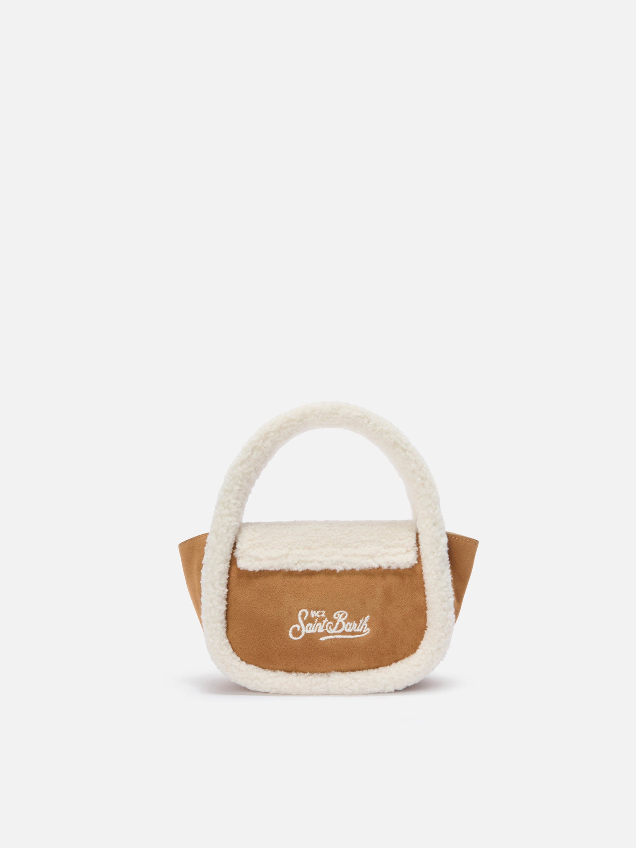 Gilda Mutton Suede Handbag Beige Faux And Shearling Brown Bag