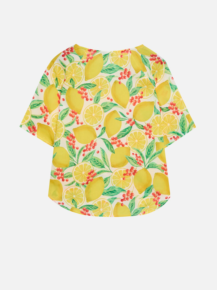 Ginza Caftan With Lemon Print White Beach Robe