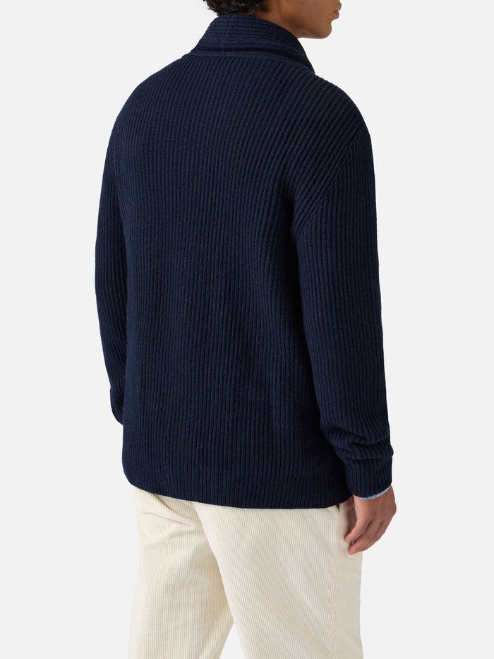 Navy Blue Pure-Wool Cardigan Glasgow