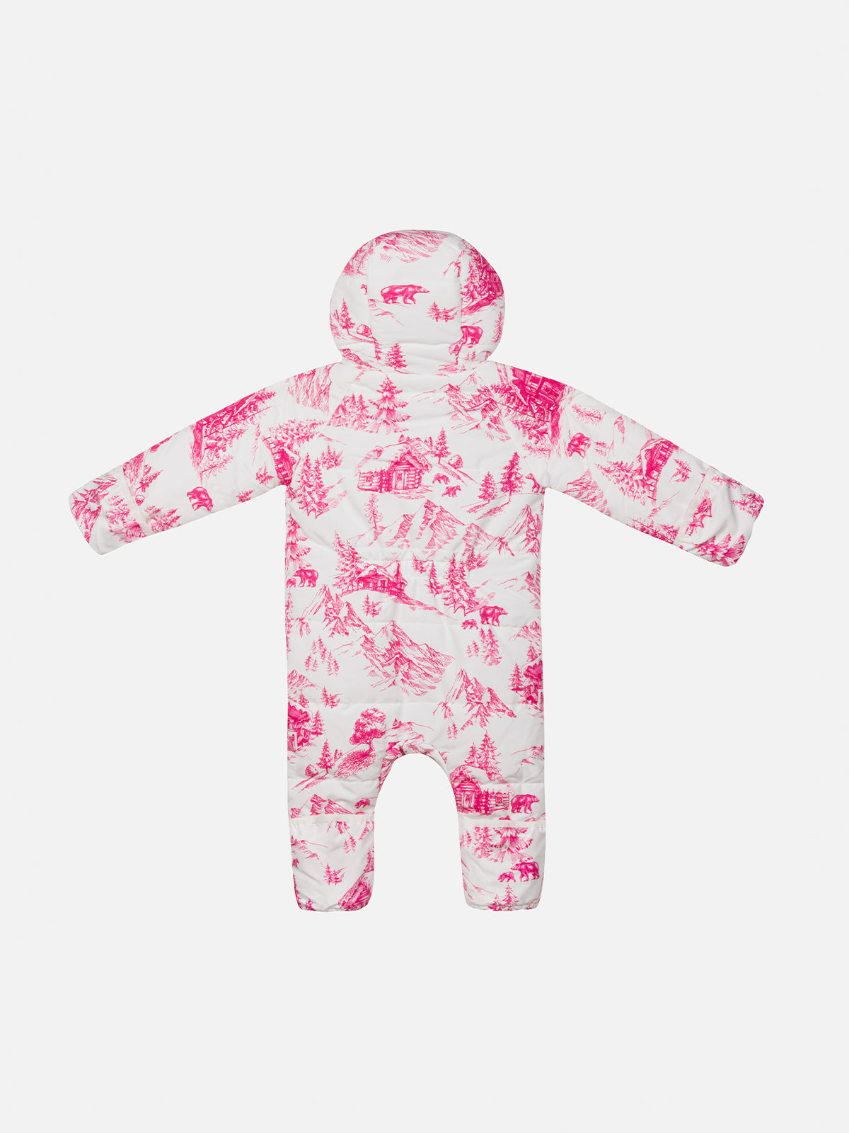 Ski Suit Glace With Toile De Jouy Print White Overalls