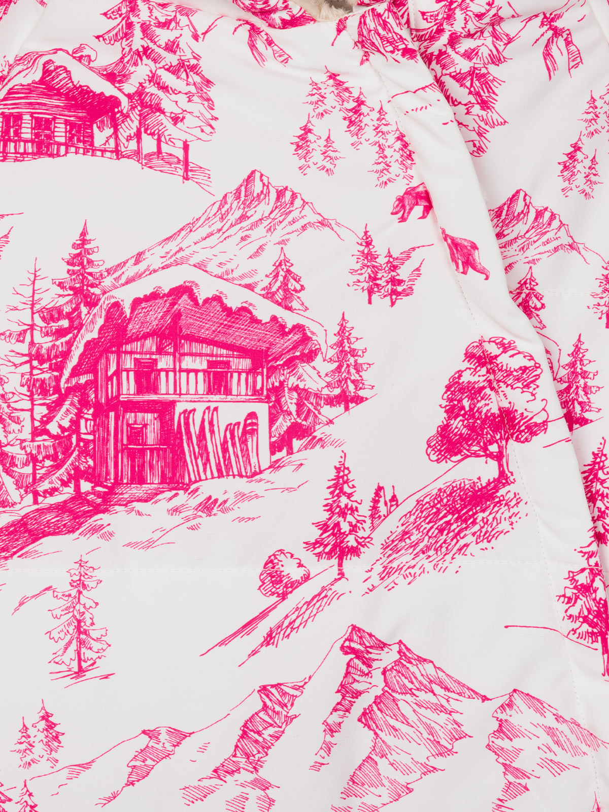 Ski Suit Glace With Toile De Jouy Print White Overalls