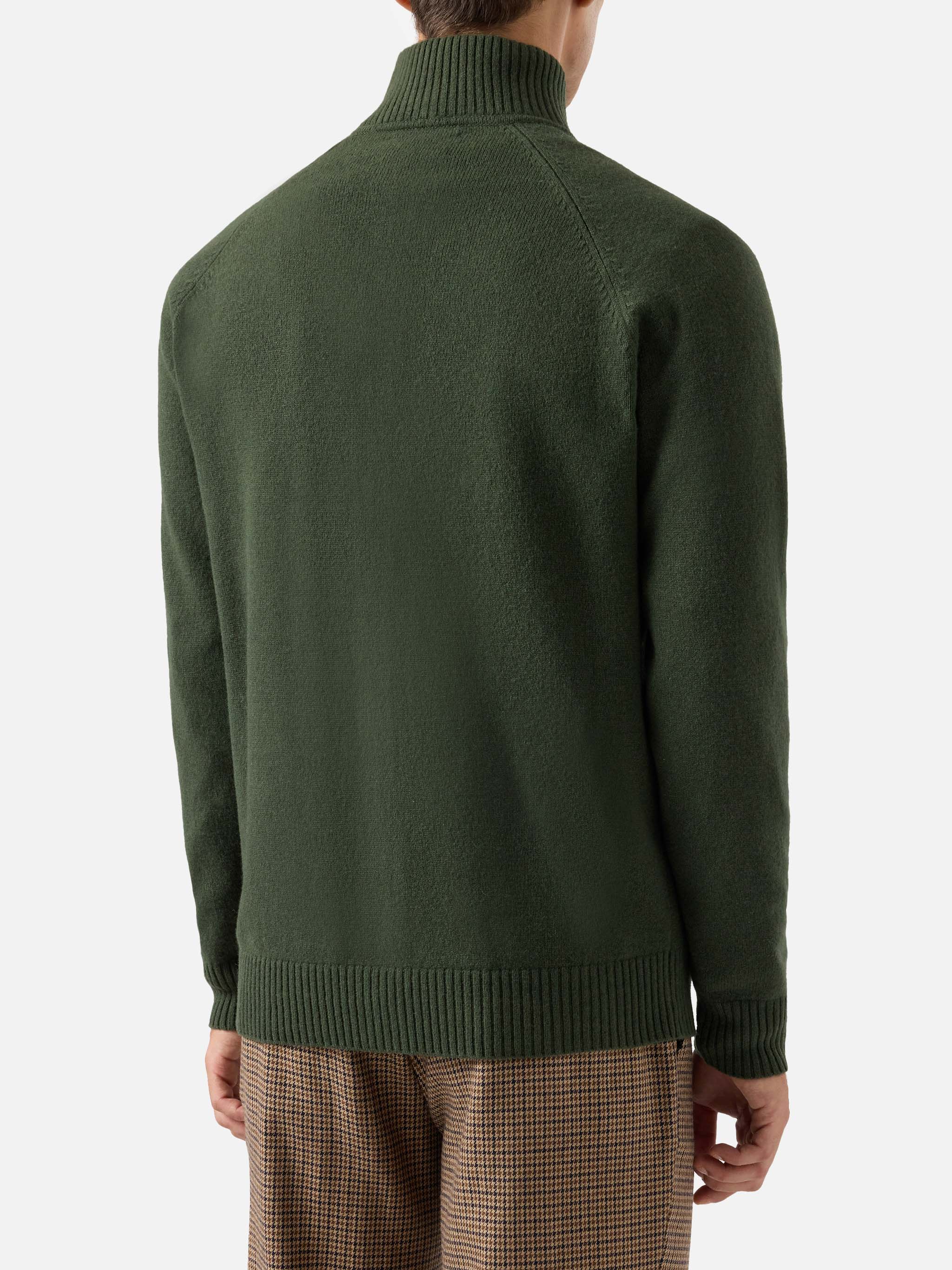Military Green Cardigan Galway Lambswool