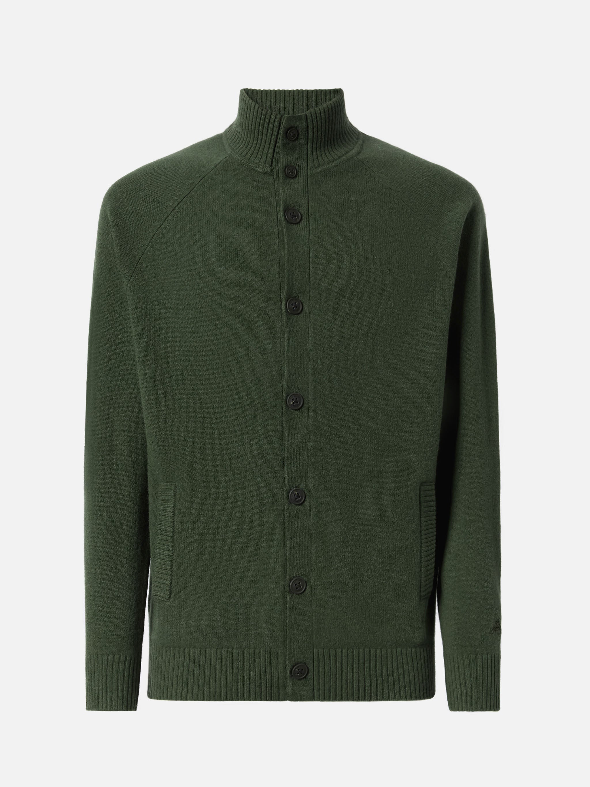 Military Green Cardigan Galway Lambswool