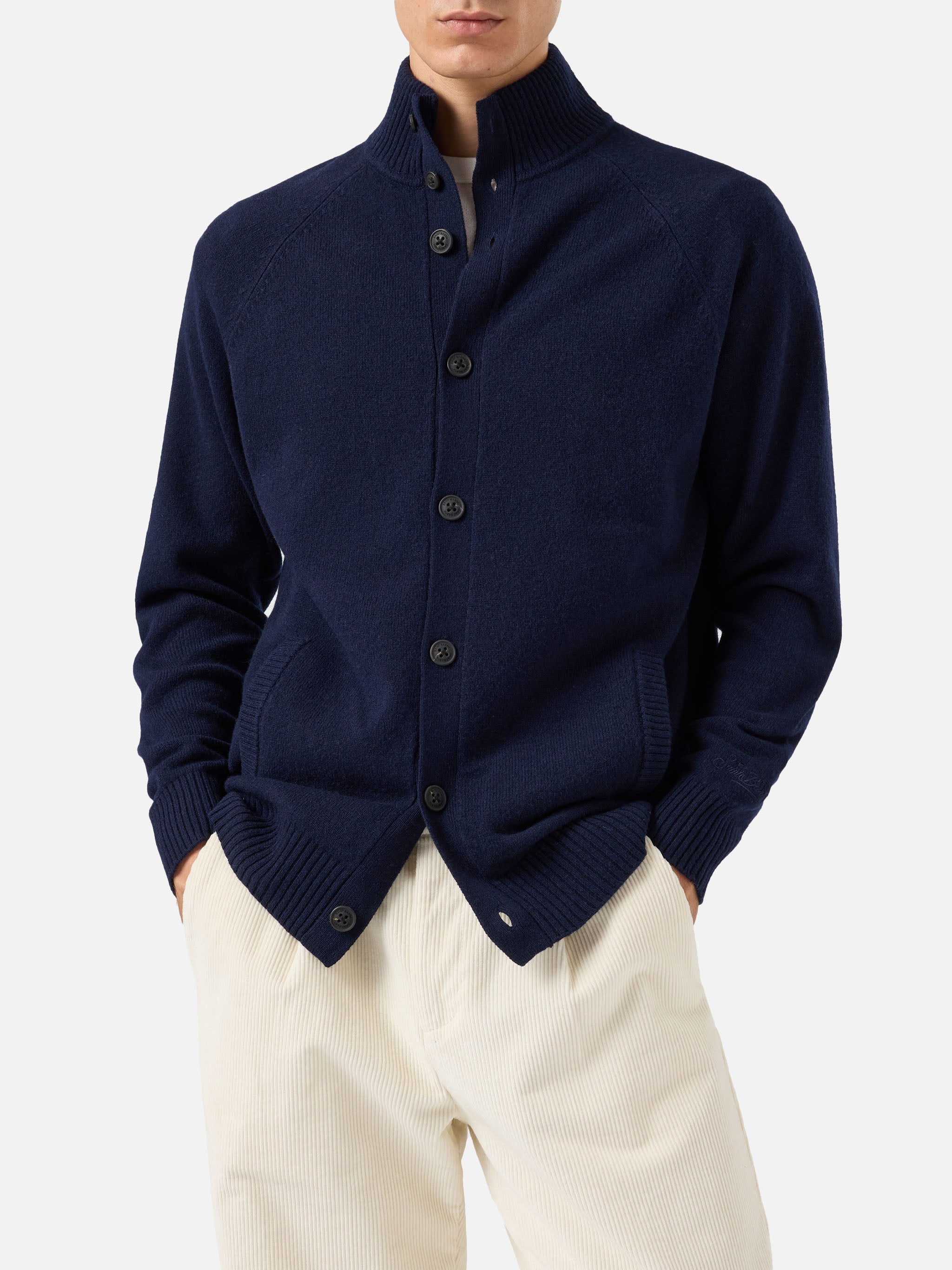 Navy Blue Cardigan Galway Lambswool