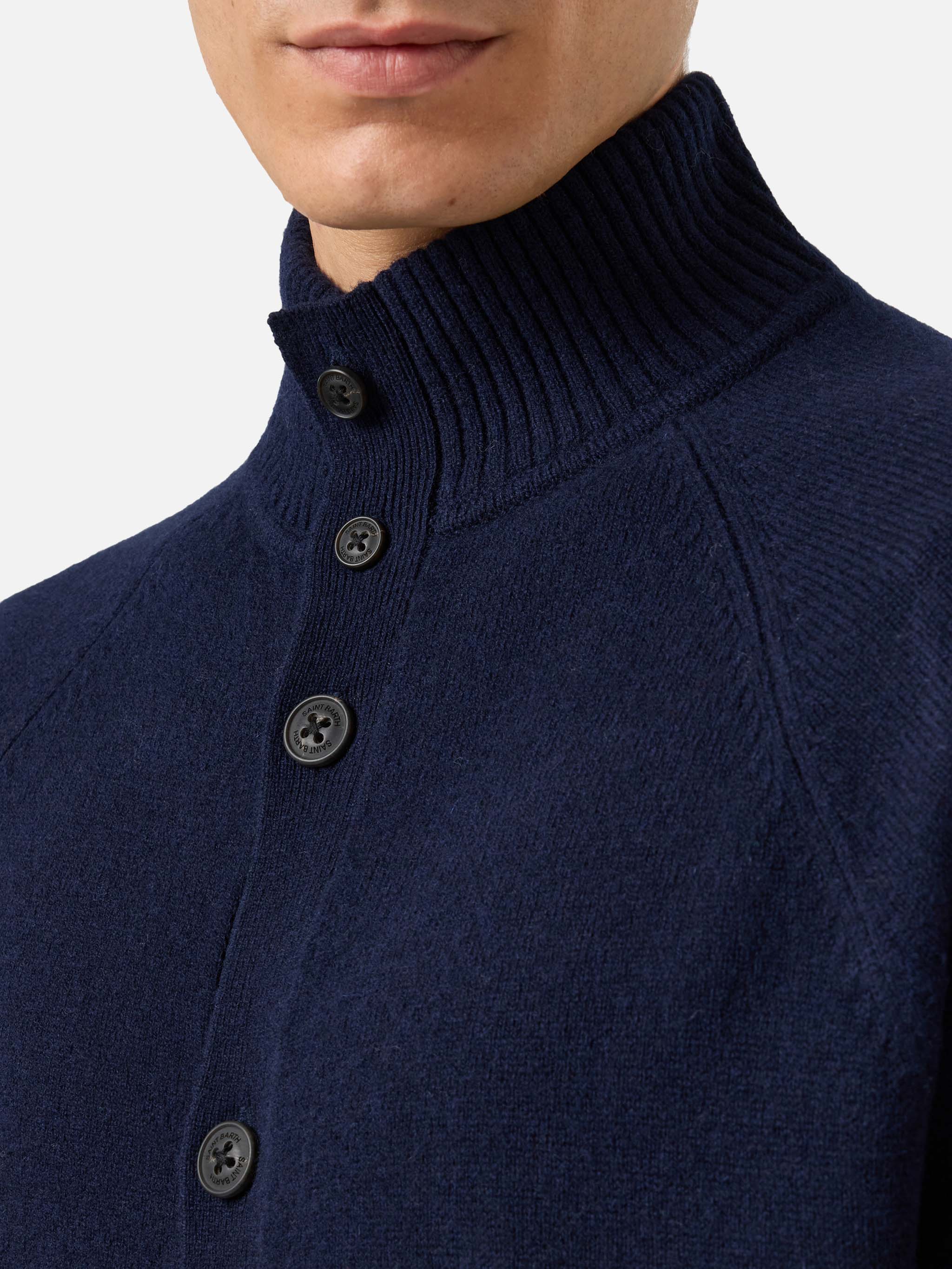 Navy Blue Cardigan Galway Lambswool