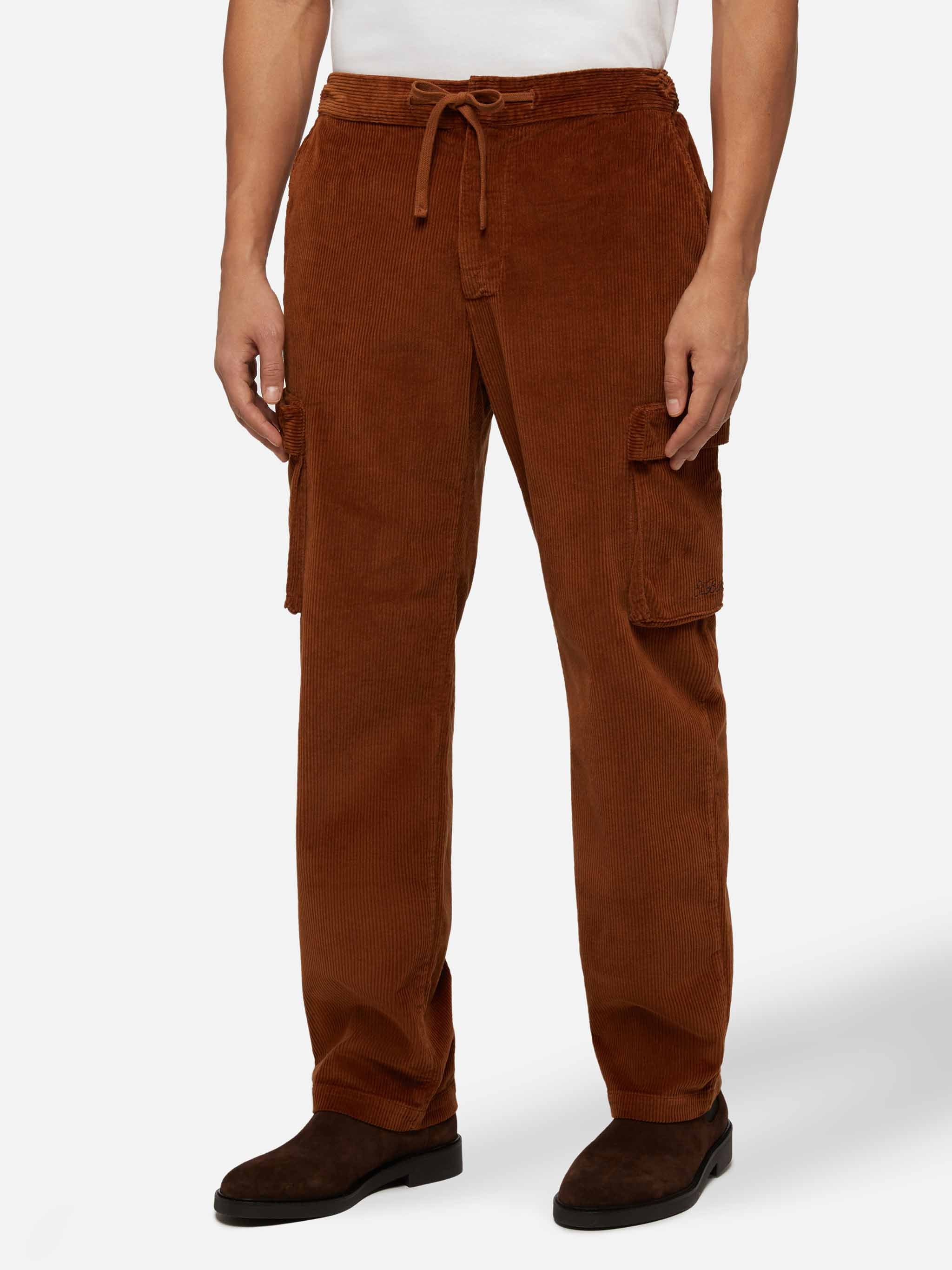 Camel Corduroy Cargo Pants Goldeck Brown