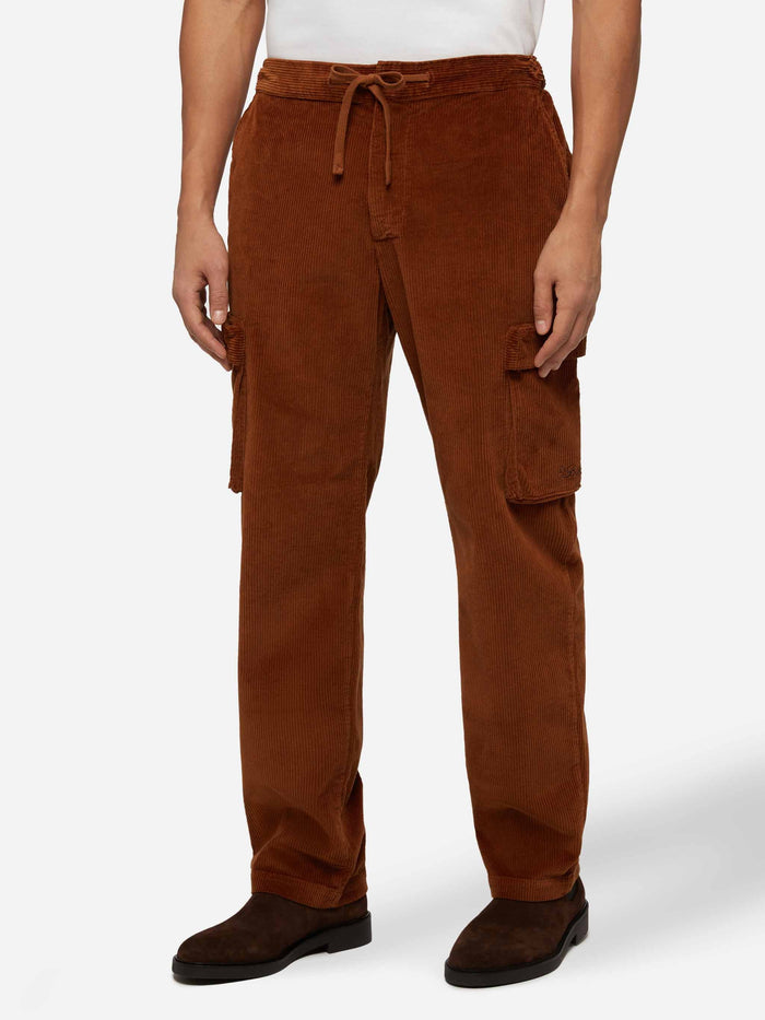 Camel Corduroy Cargo Pants Goldeck Brown