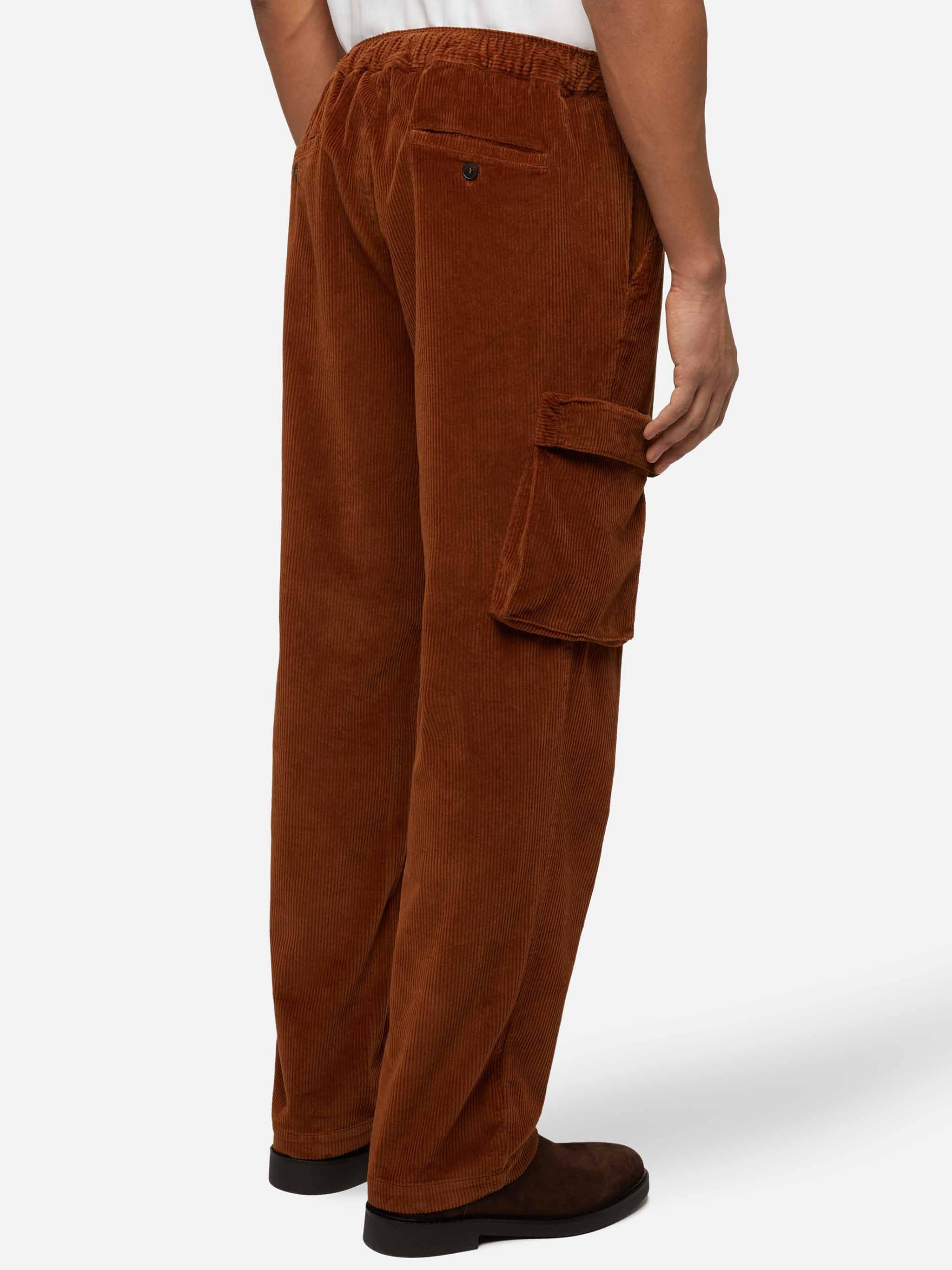 Camel Corduroy Cargo Pants Goldeck Brown