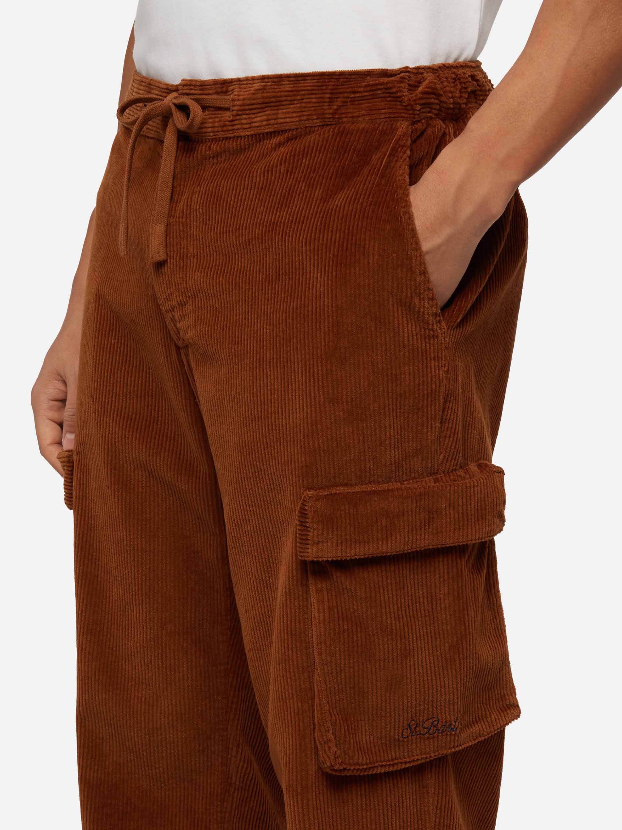 Camel Corduroy Cargo Pants Goldeck Brown