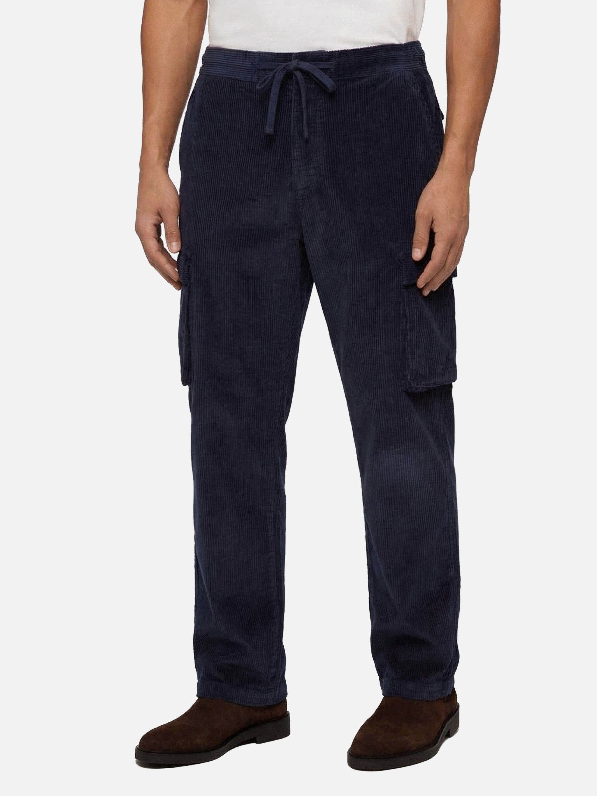 Blu Navy Corduroy Cargo Pants Goldeck Blue