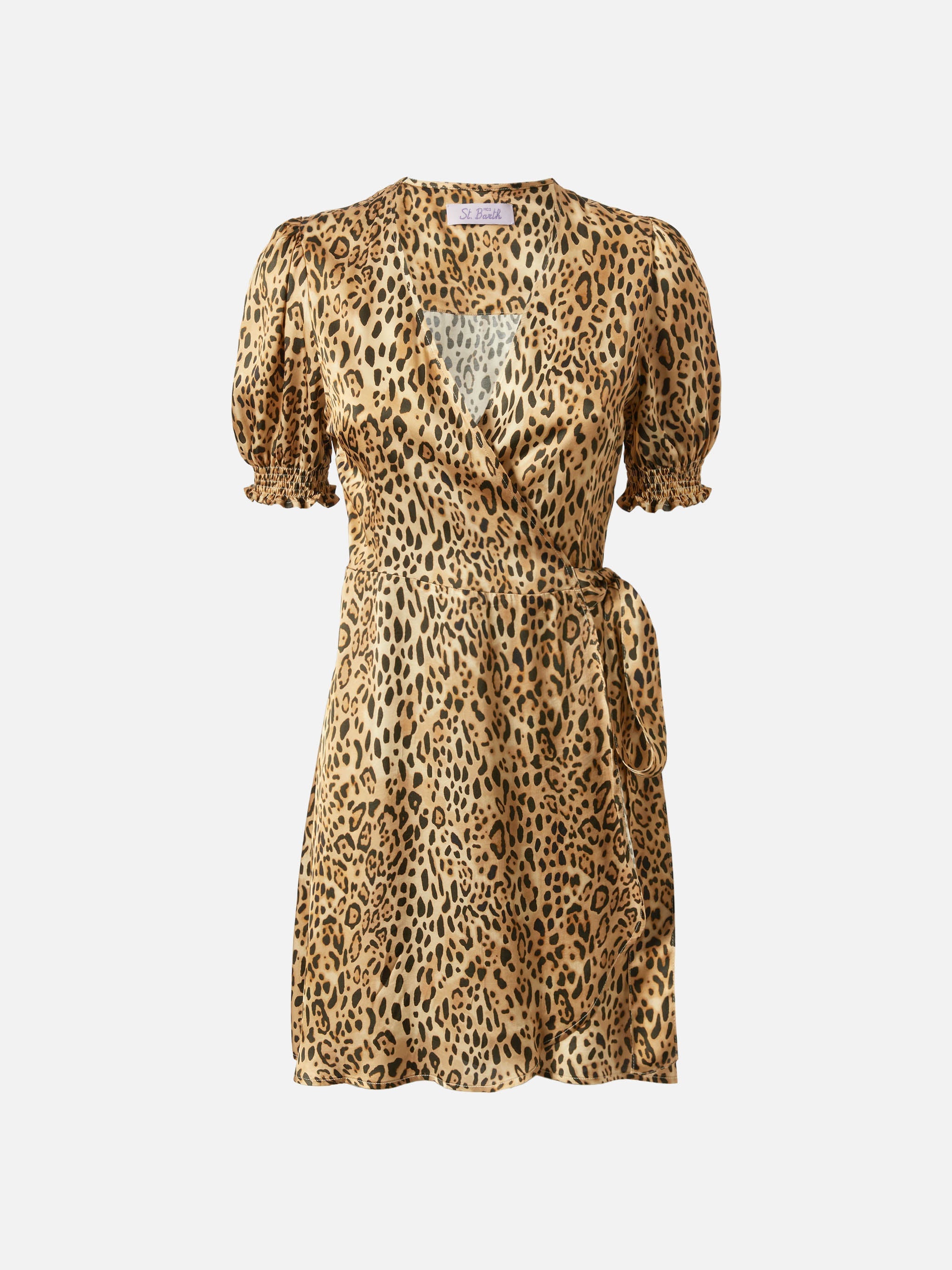 Grace Short Dress With Animalier Print Brown