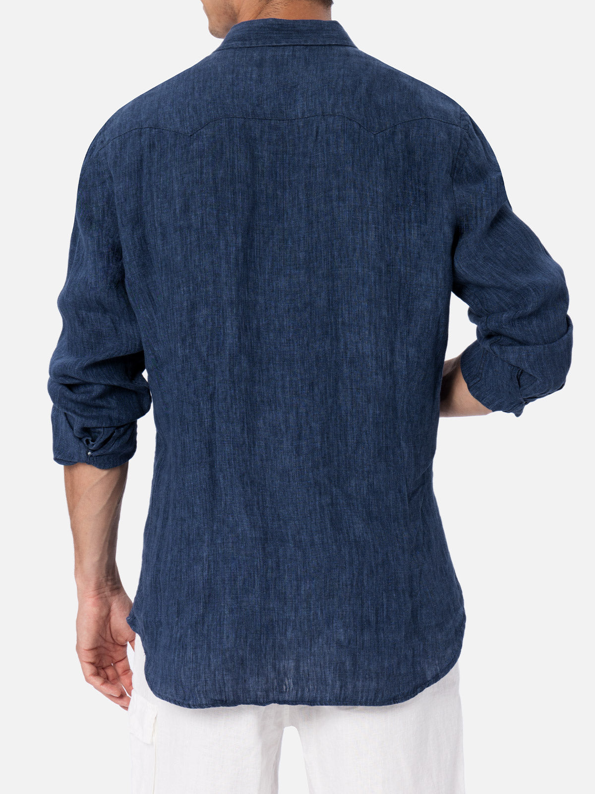 Man Linen Denim Delave Shirt Greg Blue