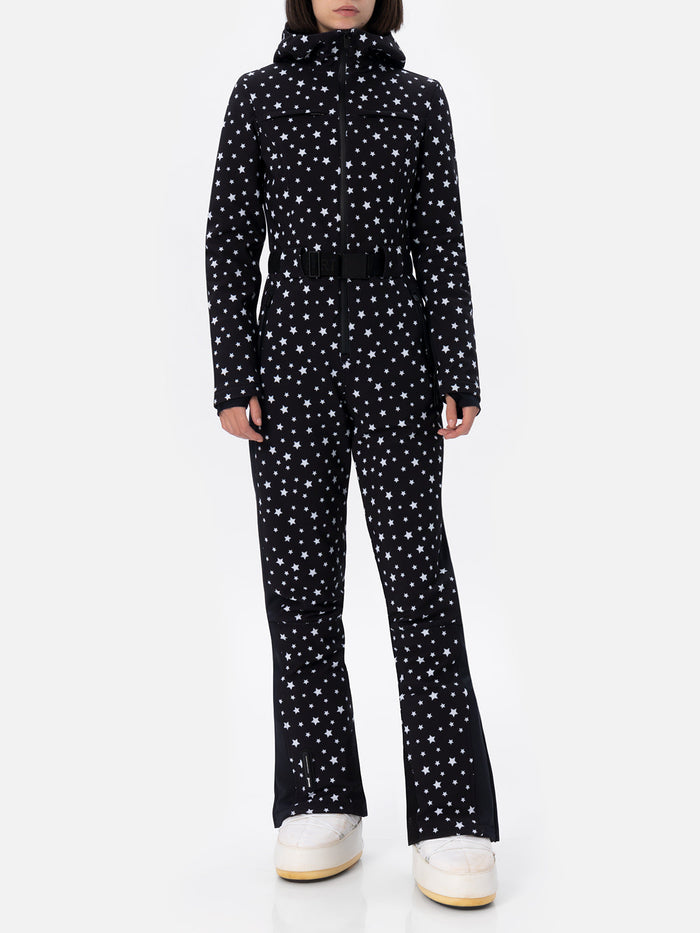 Garmisch Stars Print Ski Suit With Recco® Technology Black Overalls