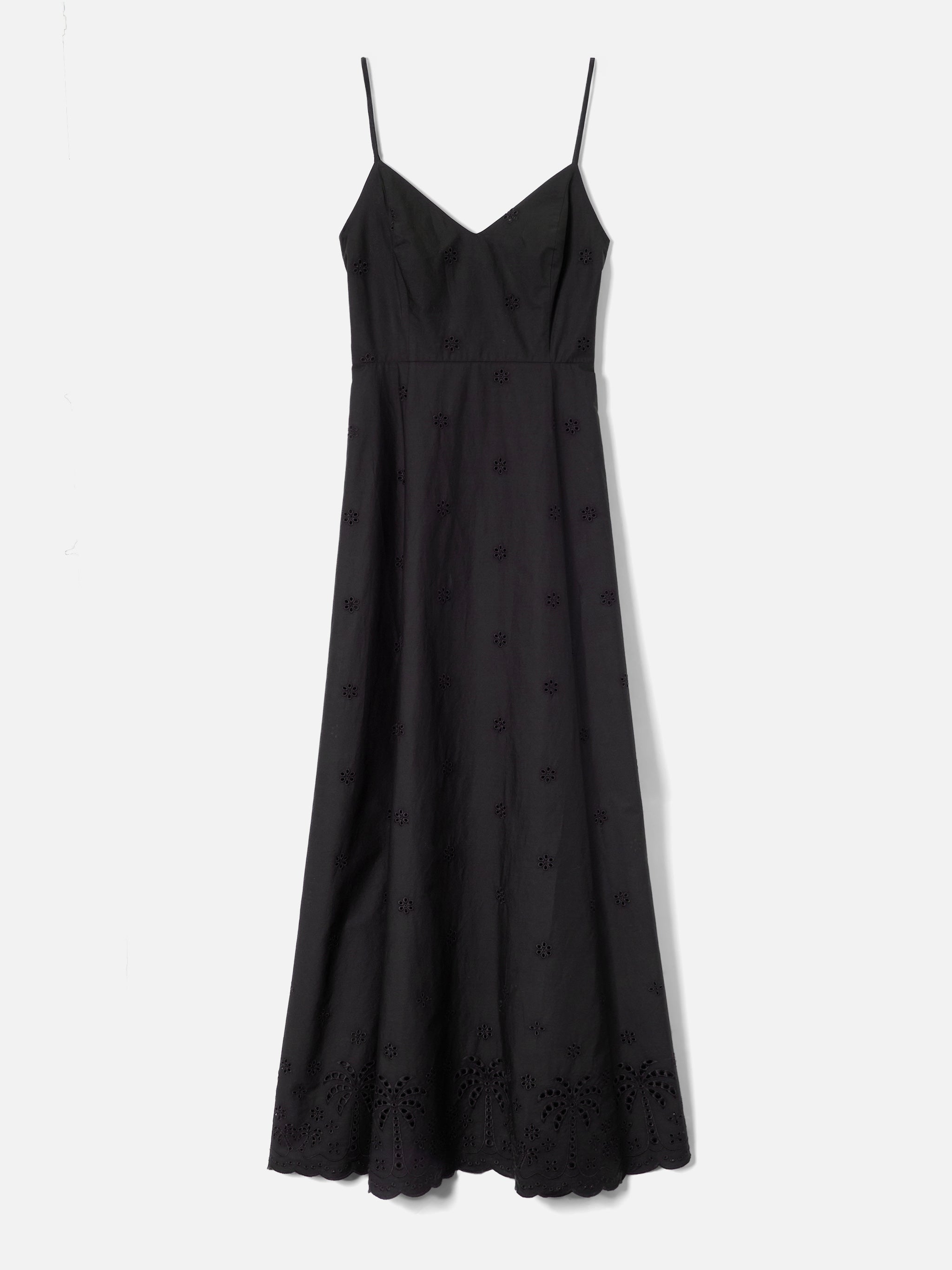 Long Guadalupe Dress Black With Embroidery