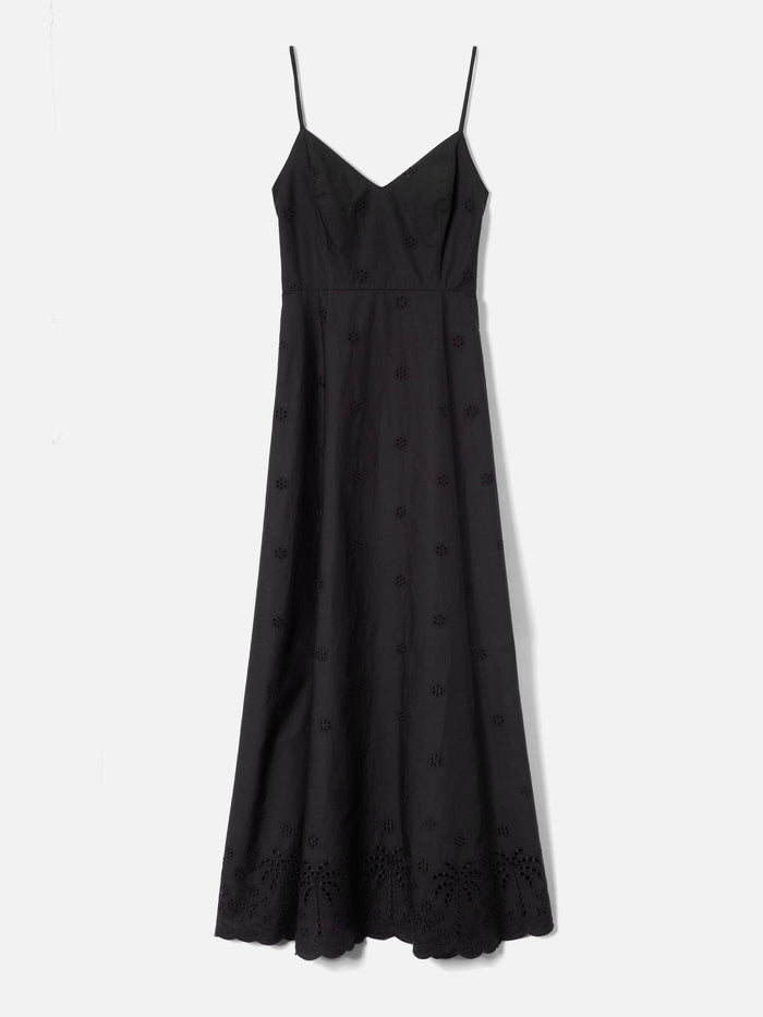 Long Guadalupe Dress Black With Embroidery