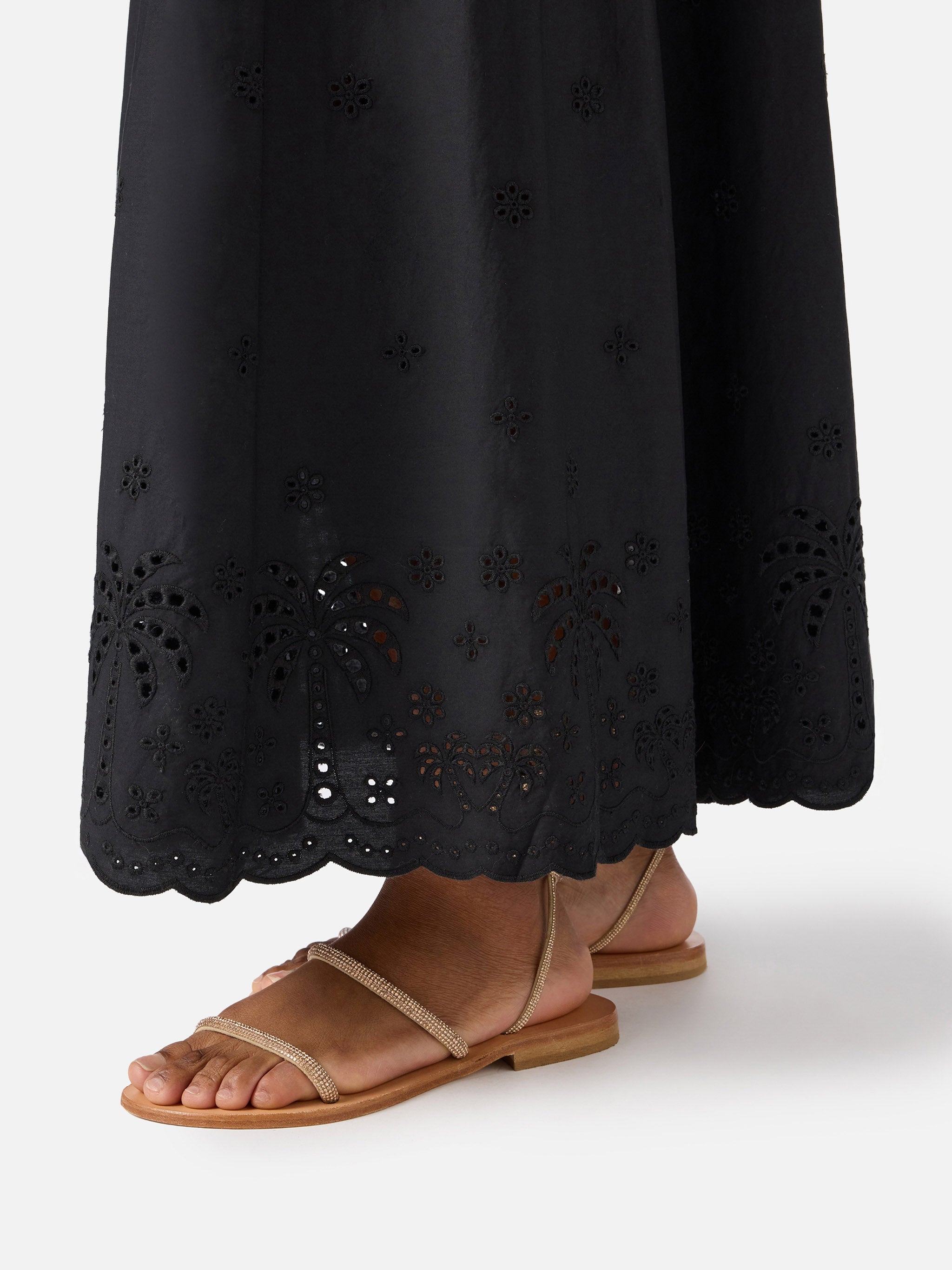 Long Guadalupe Dress Black With Embroidery