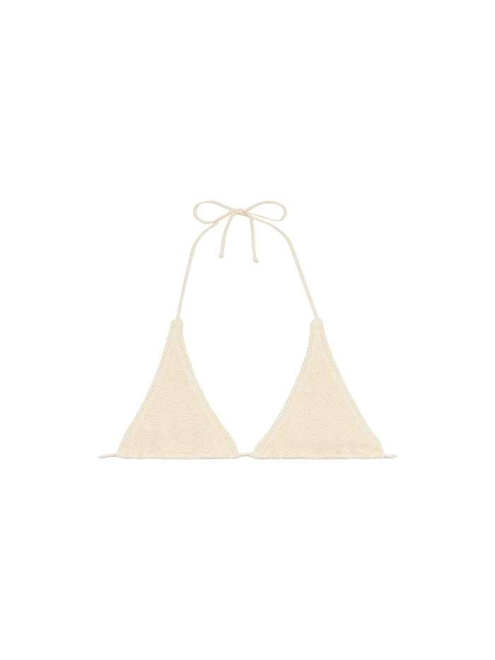 Guiana White Crinkle Triangle Bikini Top