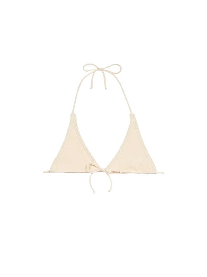 Guiana White Crinkle Triangle Bikini Top
