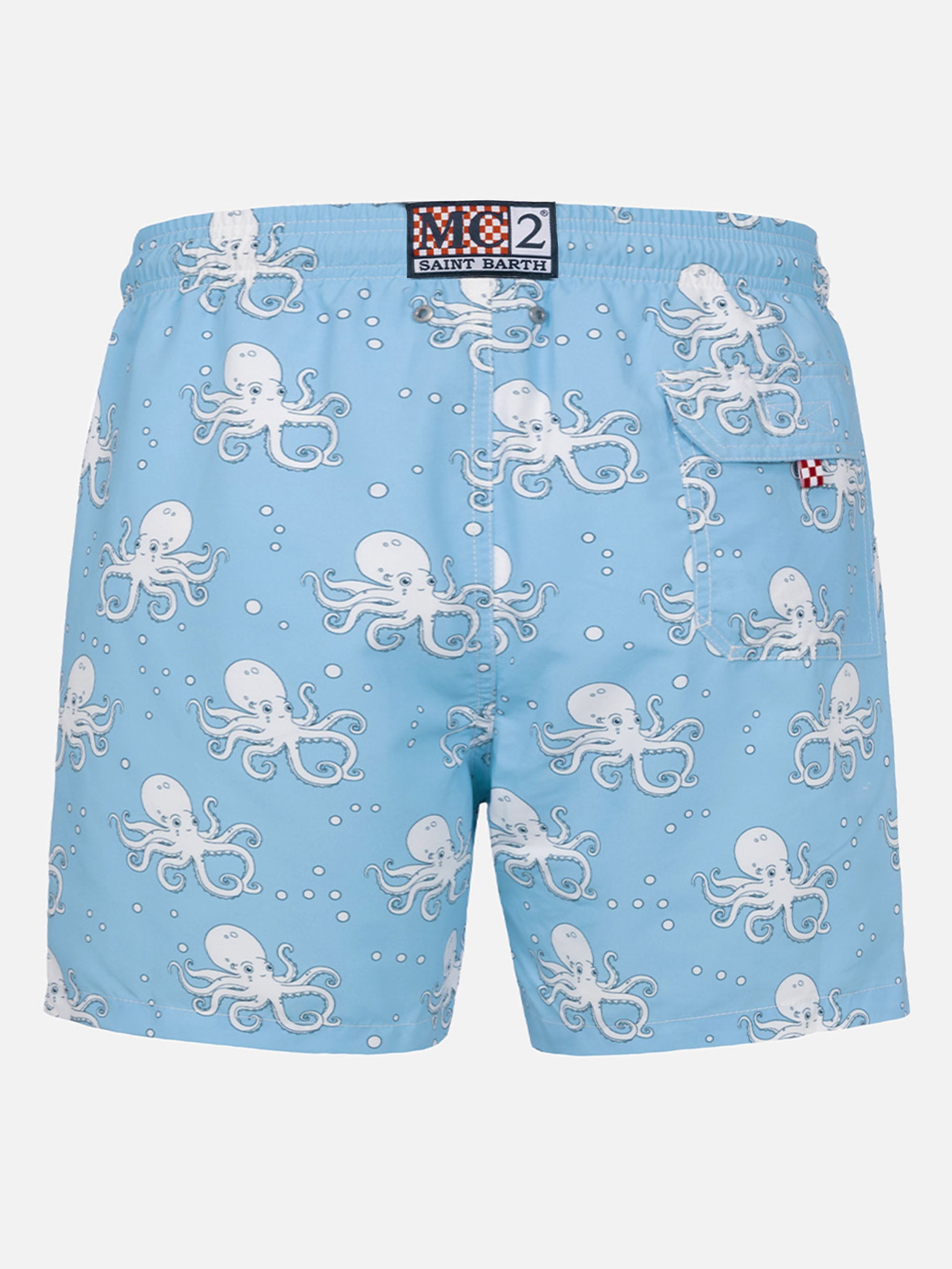Man Mid-Length Gustavia Swim-Shorts With Octopus Print Sky Swimshort