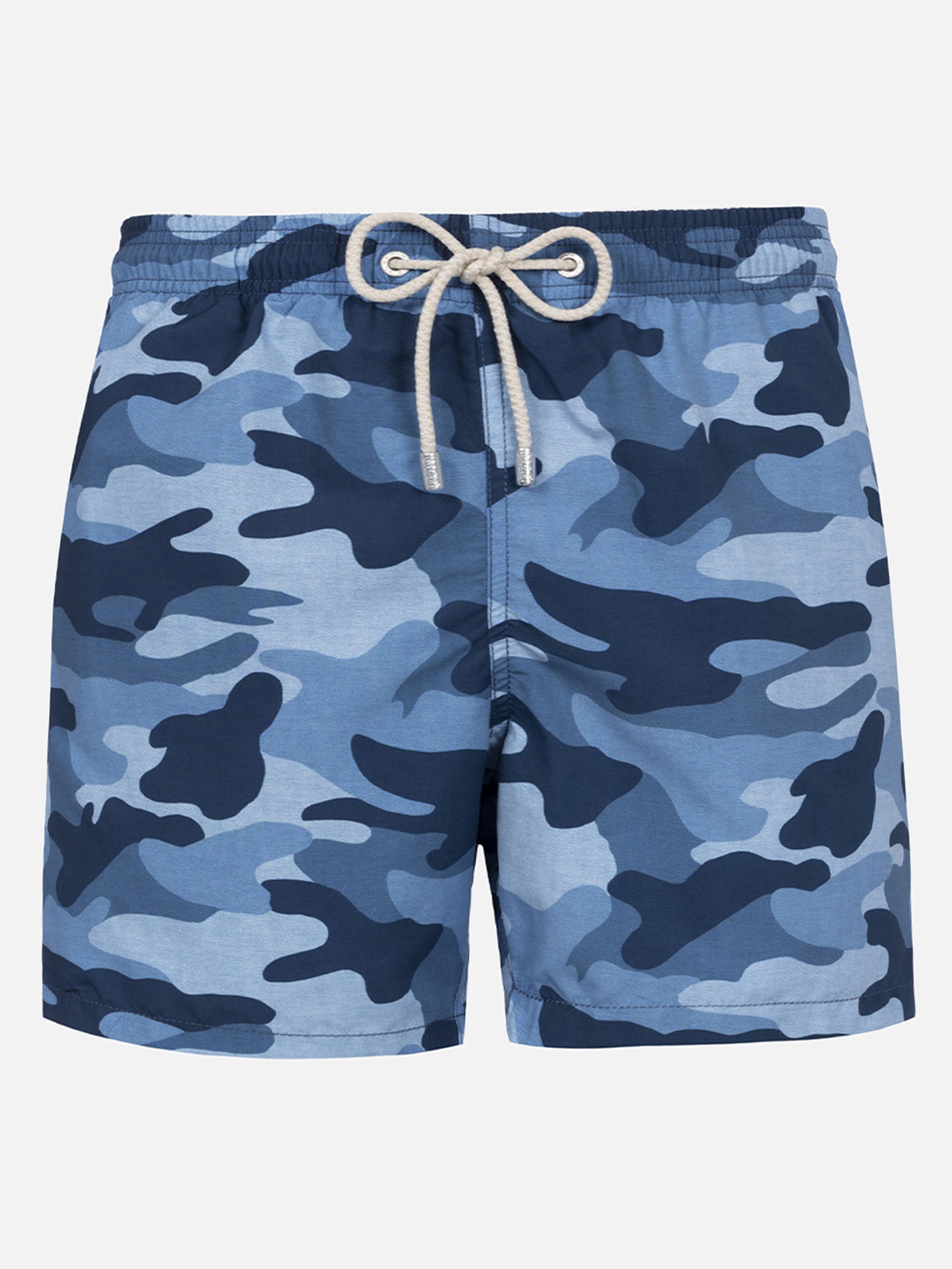 Man Mid-Length Gustavia Swim-Shorts With Camouflage Print Sky Swimshort