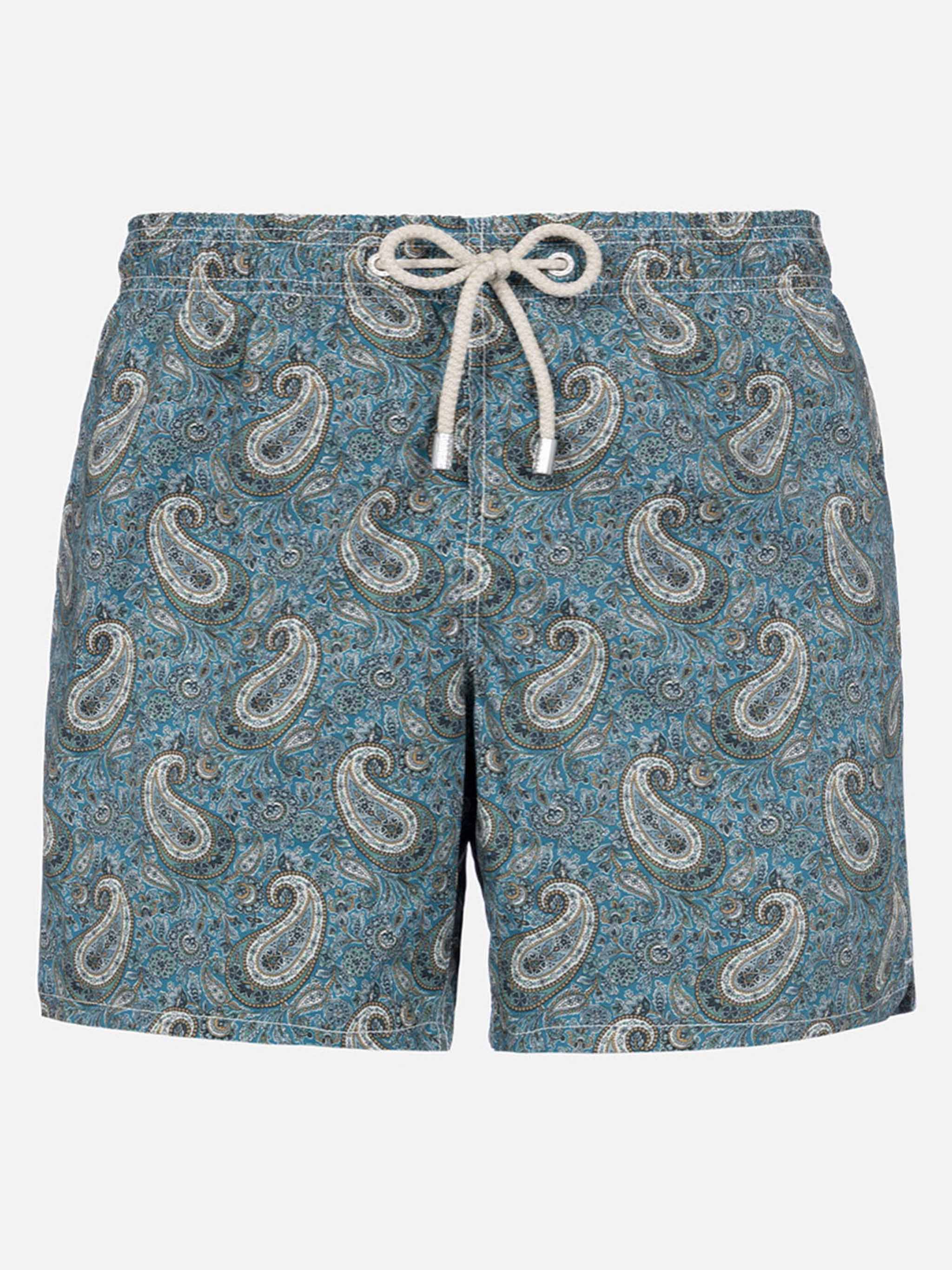 Man Mid-Length Gustavia Swim-Shorts With Cashmere Print Green Swimshort