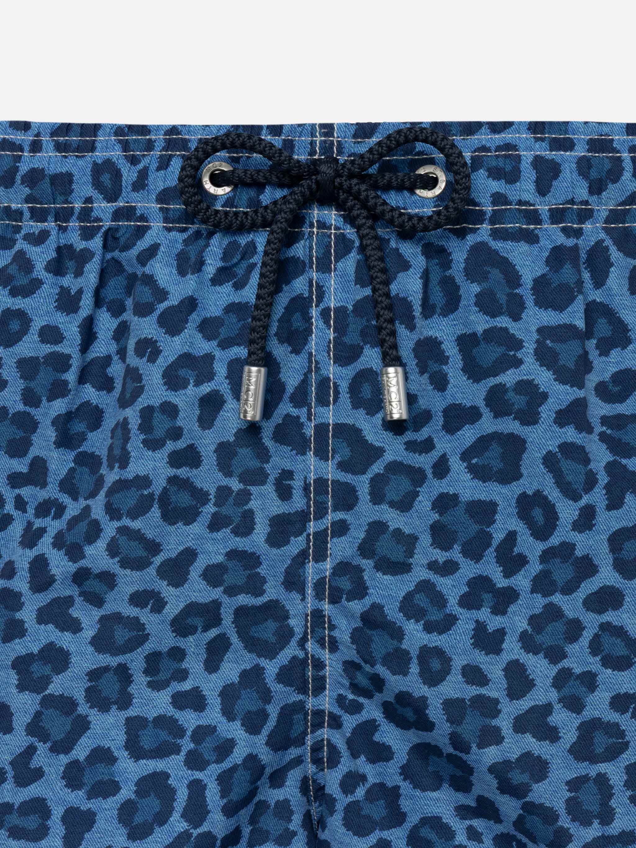 Man Mid-Length Gustavia Swim-Shorts With Animalier Print Blue Swimshort