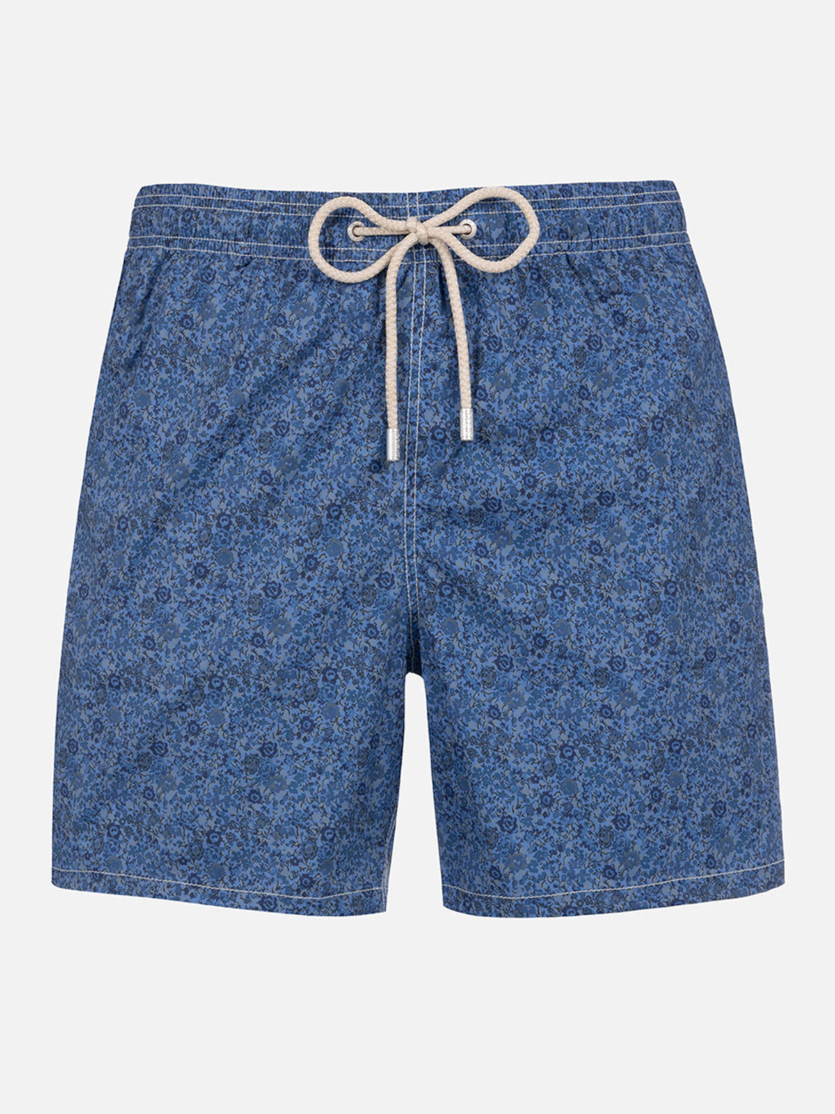 Man Mid-Length Gustavia Swim-Shorts With Emma & Georgina Print | Made Liberty Fabric Blue Swimshort
