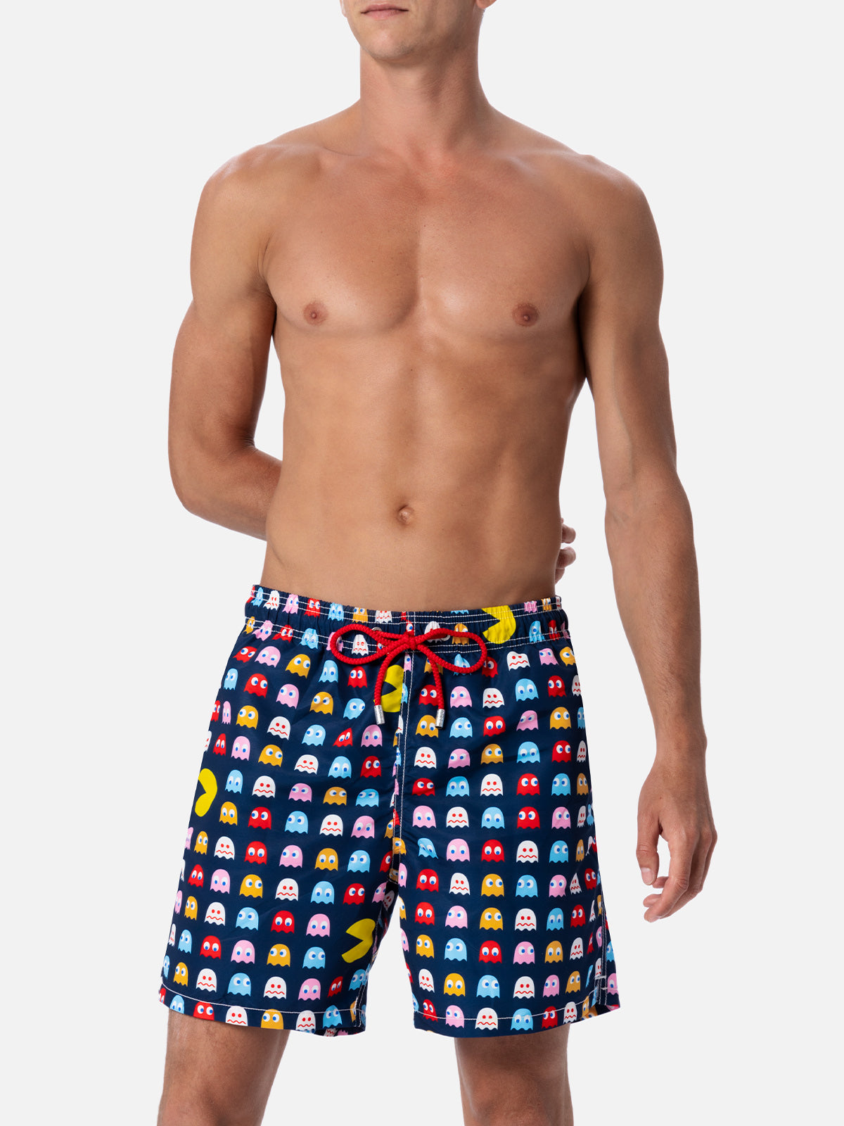 Mid-Length Gustavia Swim-Shorts With Pac-Man Print |pac-Man Special Edition Blue Swimshort