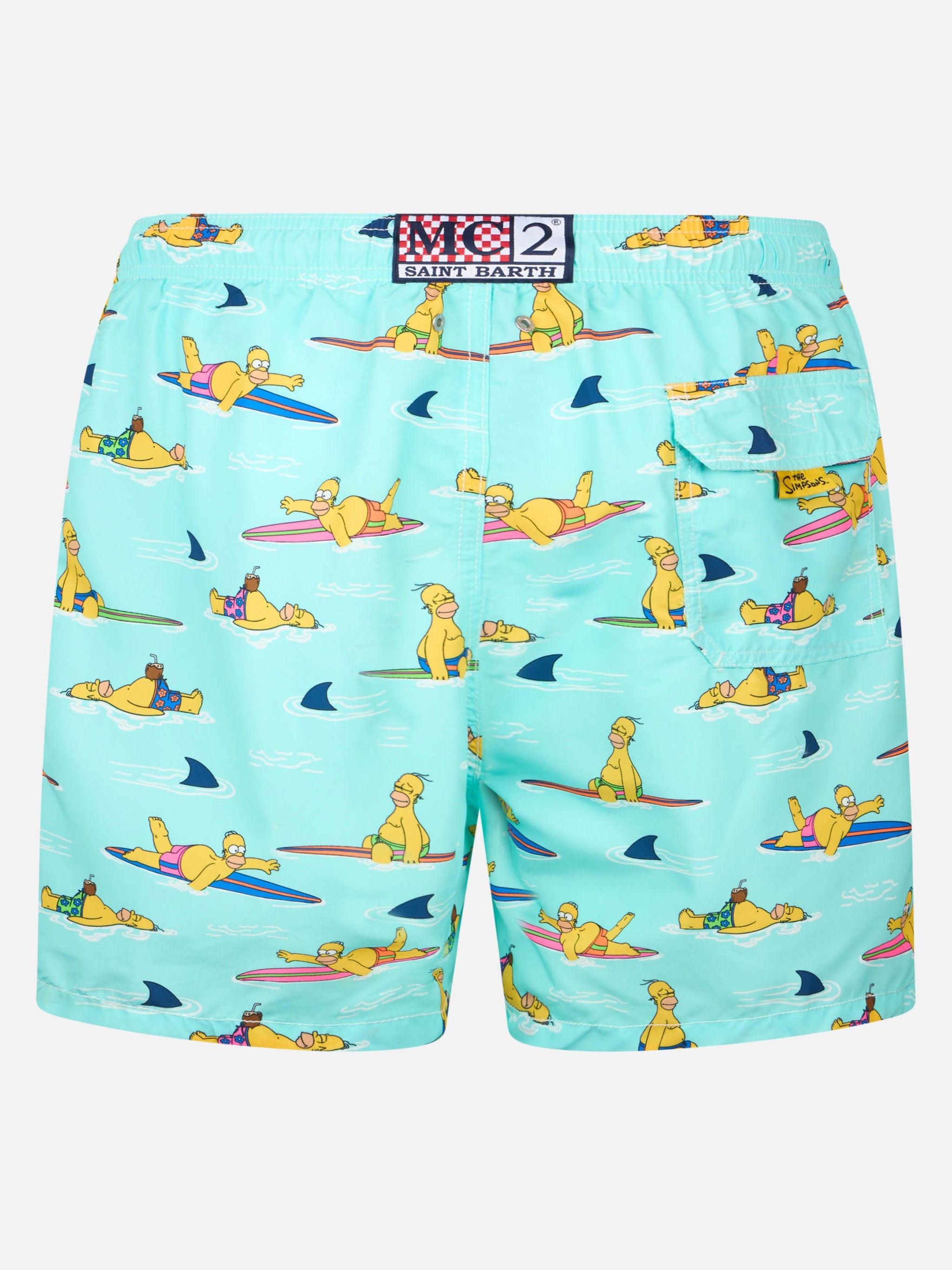 Man Mid-Length Gustavia Swim-Shorts With Homer Simpson Print | The Simpsons Special Edition Green Swimshort