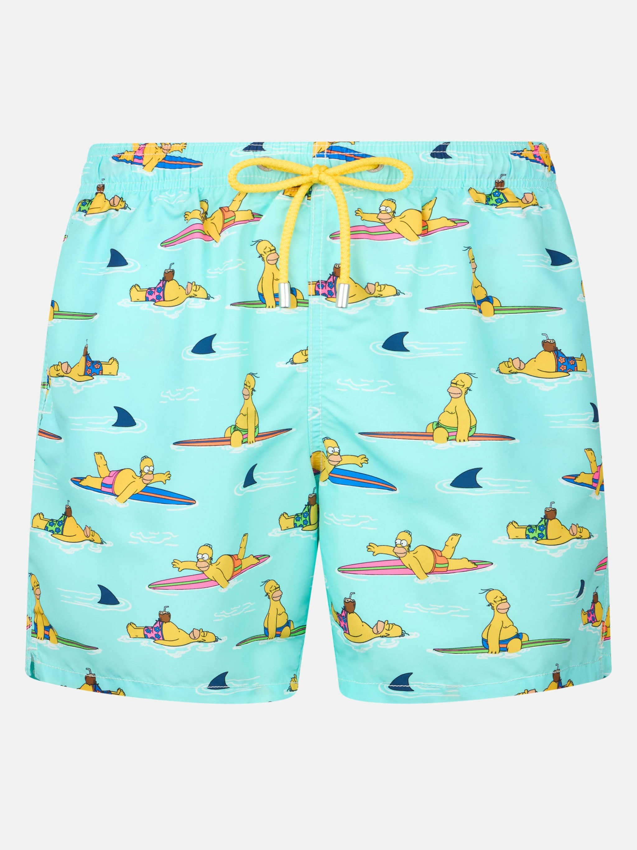 Man Mid-Length Gustavia Swim-Shorts With Homer Simpson Print | The Simpsons Special Edition Green Swimshort
