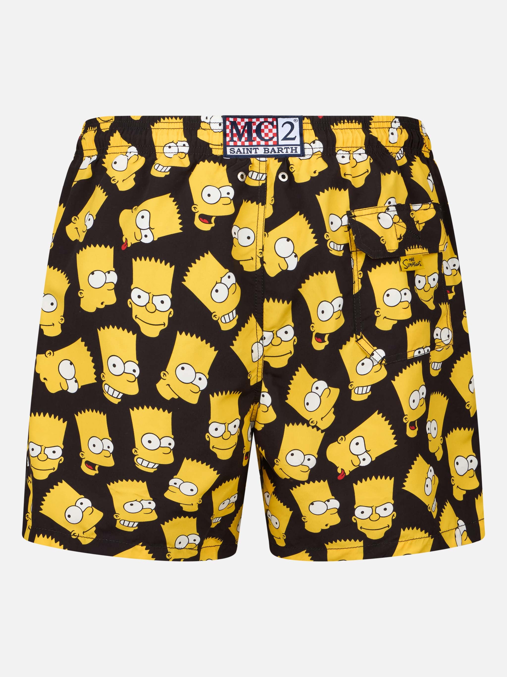 Man Mid-Length Gustavia Swim-Shorts With Bart Simpson Print | The Simpsons Special Edition Black Swimshort