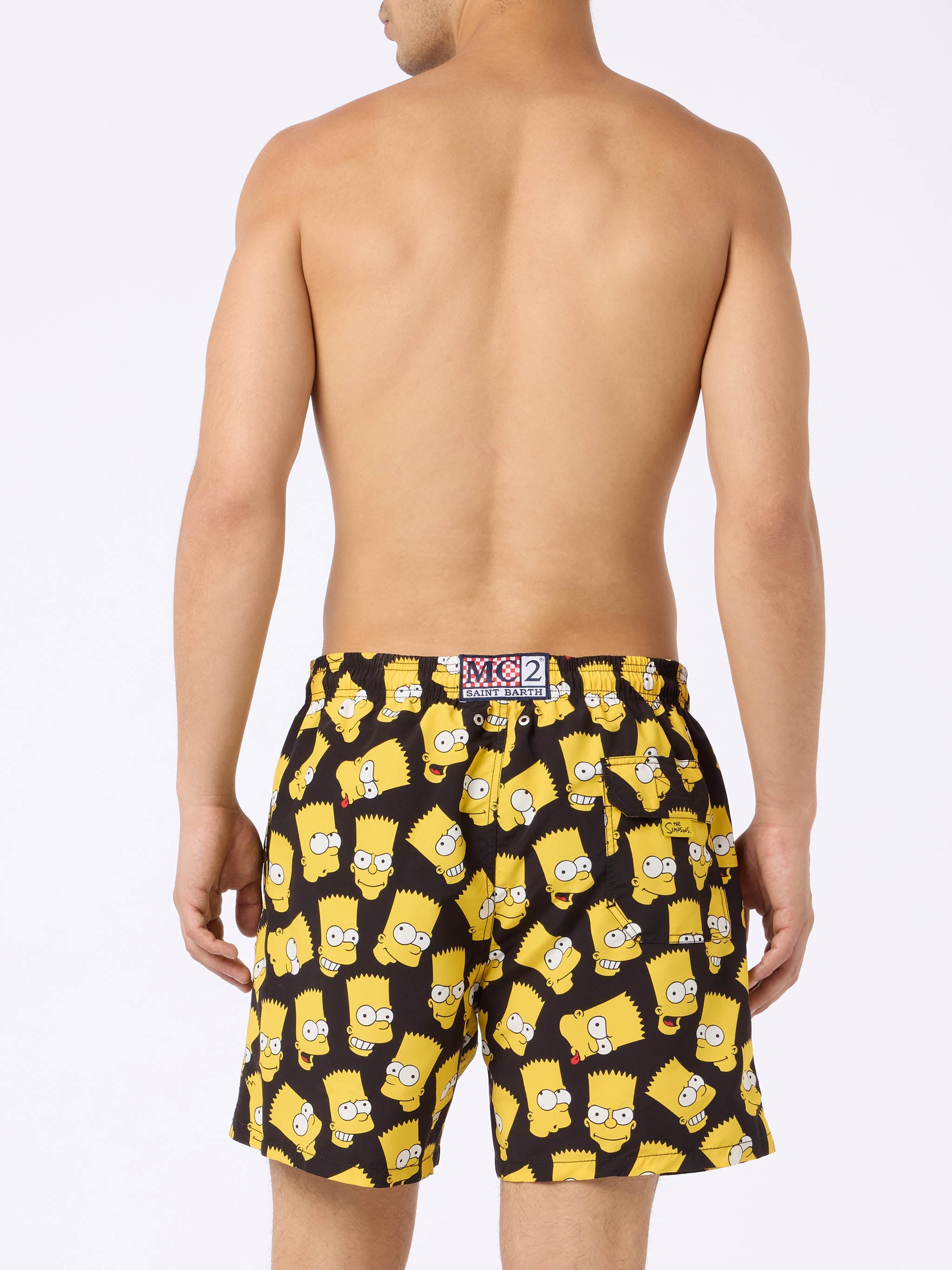 Man Mid-Length Gustavia Swim-Shorts With Bart Simpson Print | The Simpsons Special Edition Black Swimshort