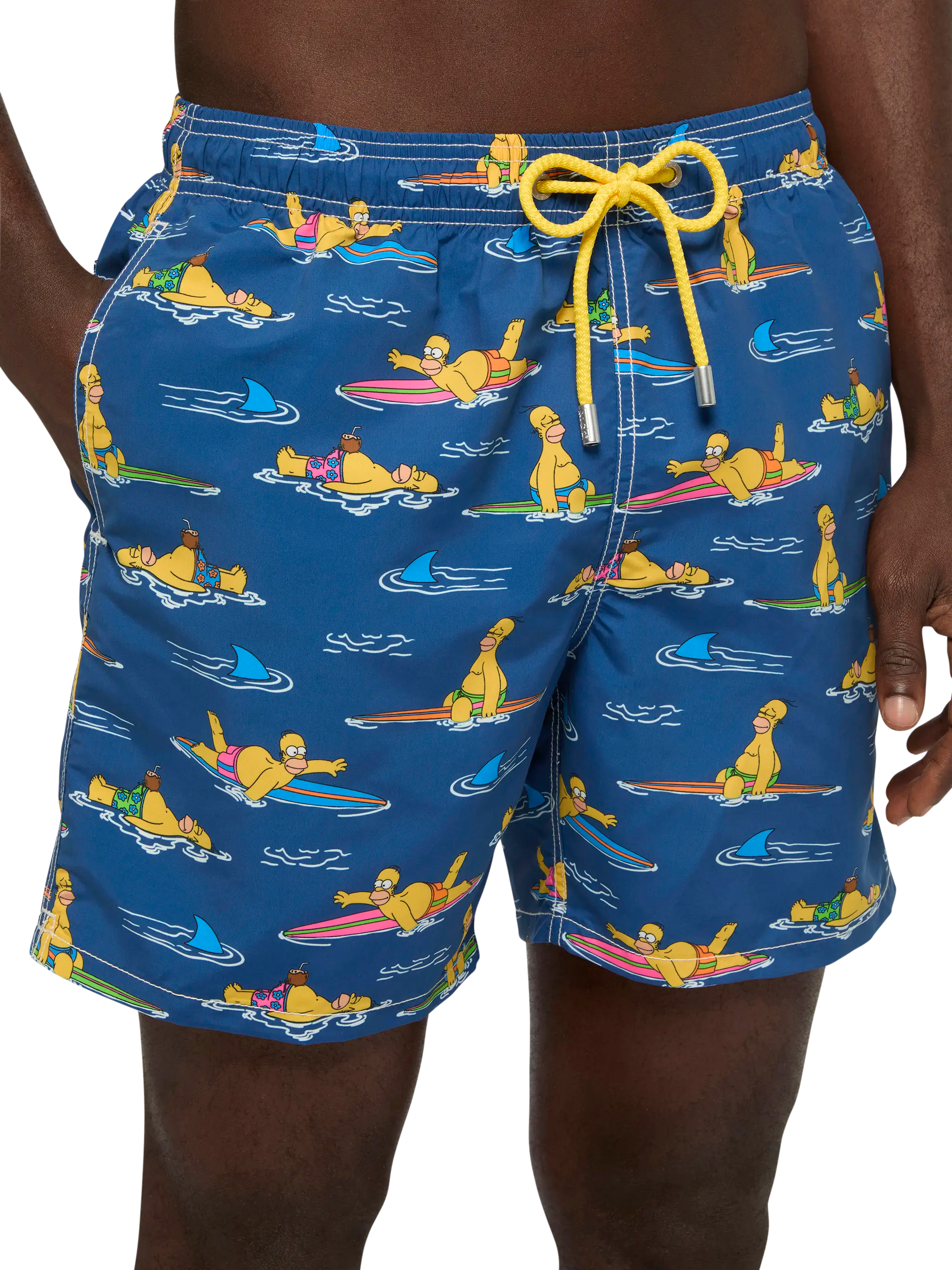 Mid-Length Gustavia Swim-Shorts With Homer Simpson Print |simpson Special Edition Blue Swimshort