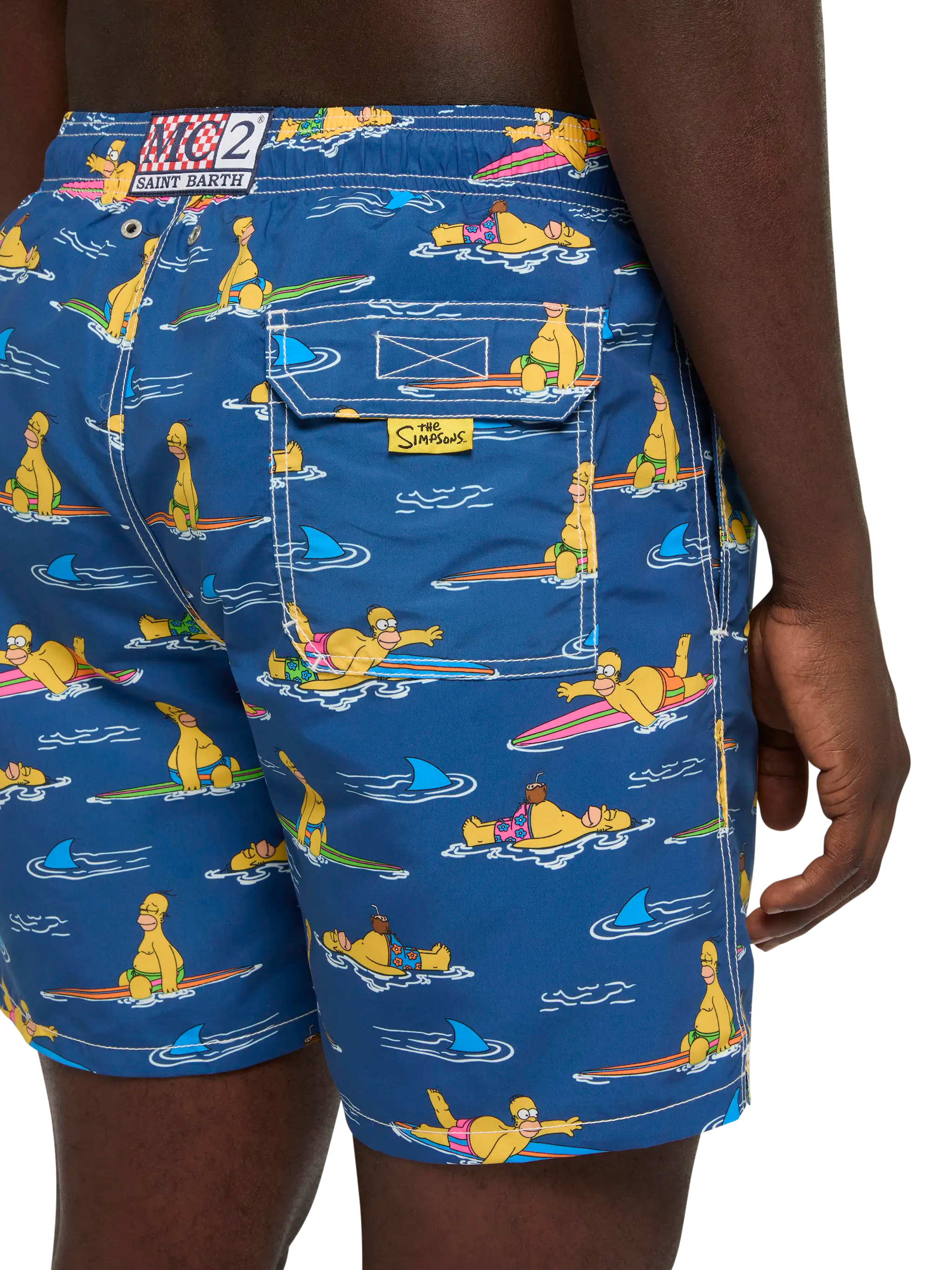 Mid-Length Gustavia Swim-Shorts With Homer Simpson Print |simpson Special Edition Blue Swimshort