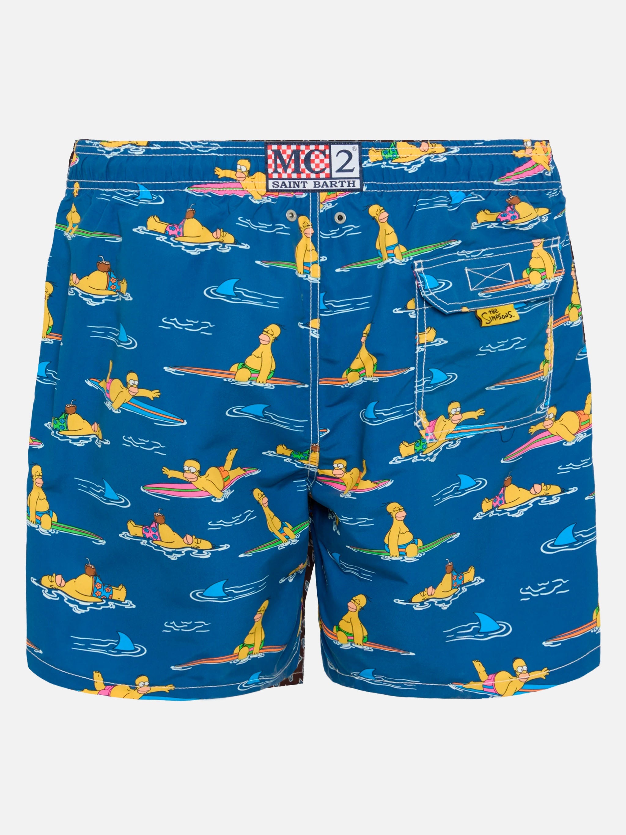 Mid-Length Gustavia Swim-Shorts With Homer Simpson Print |simpson Special Edition Blue Swimshort