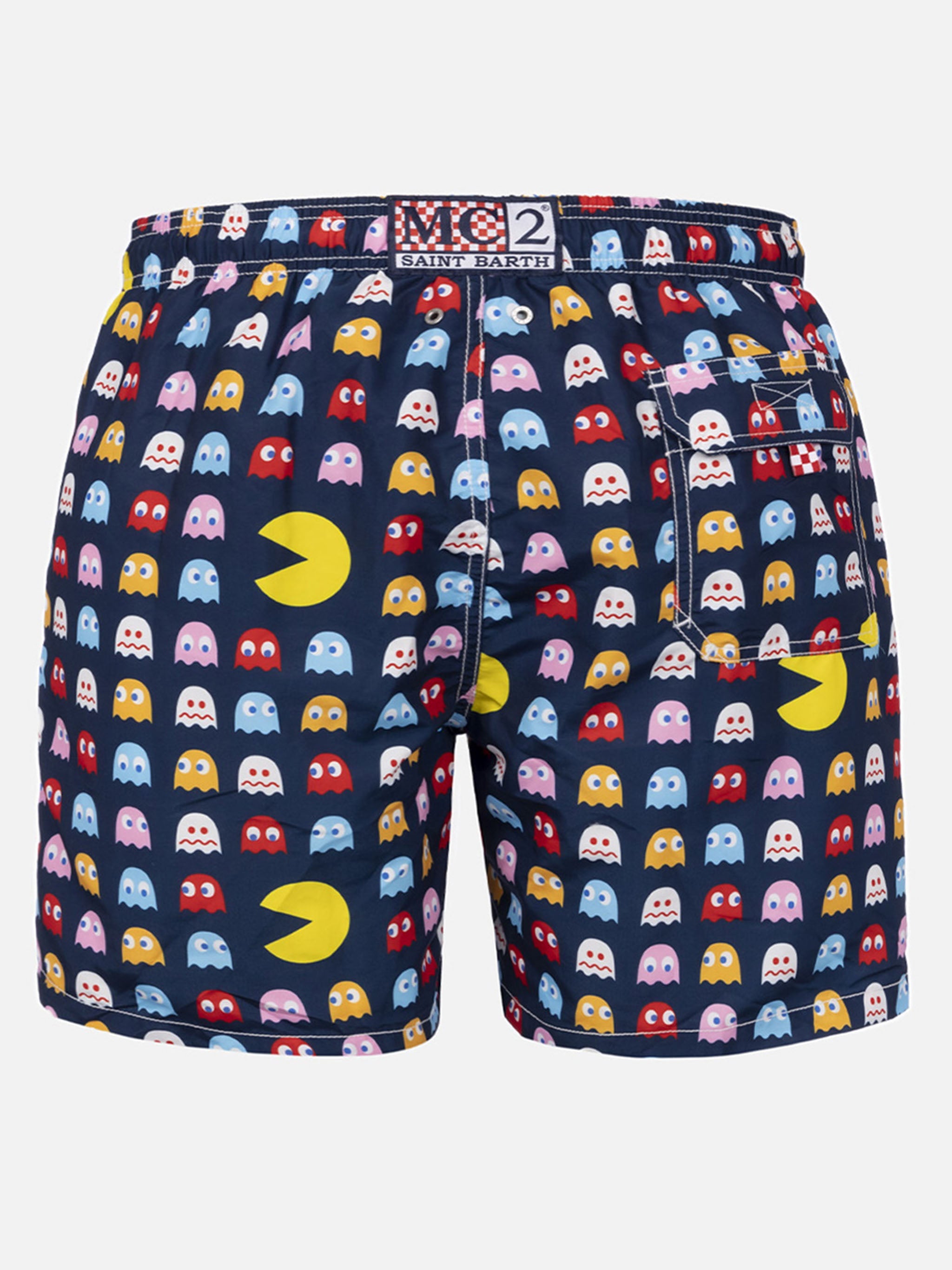 Mid-Length Gustavia Swim-Shorts With Pac-Man Print |pac-Man Special Edition Blue Swimshort