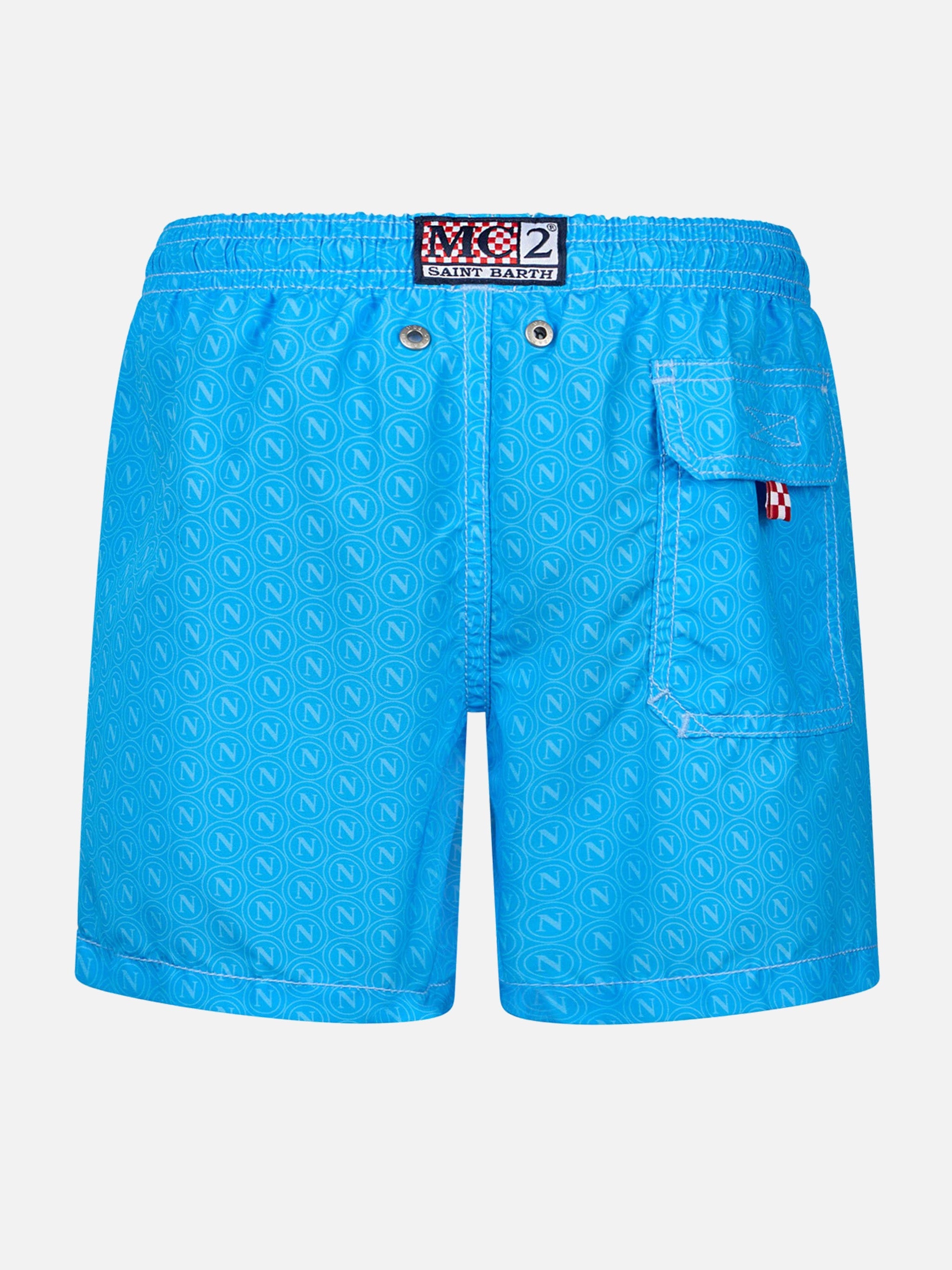 Mid-Length Gustavia Swim-Shorts With Napoli Print | Ssc Special Edition Blue Swimshort