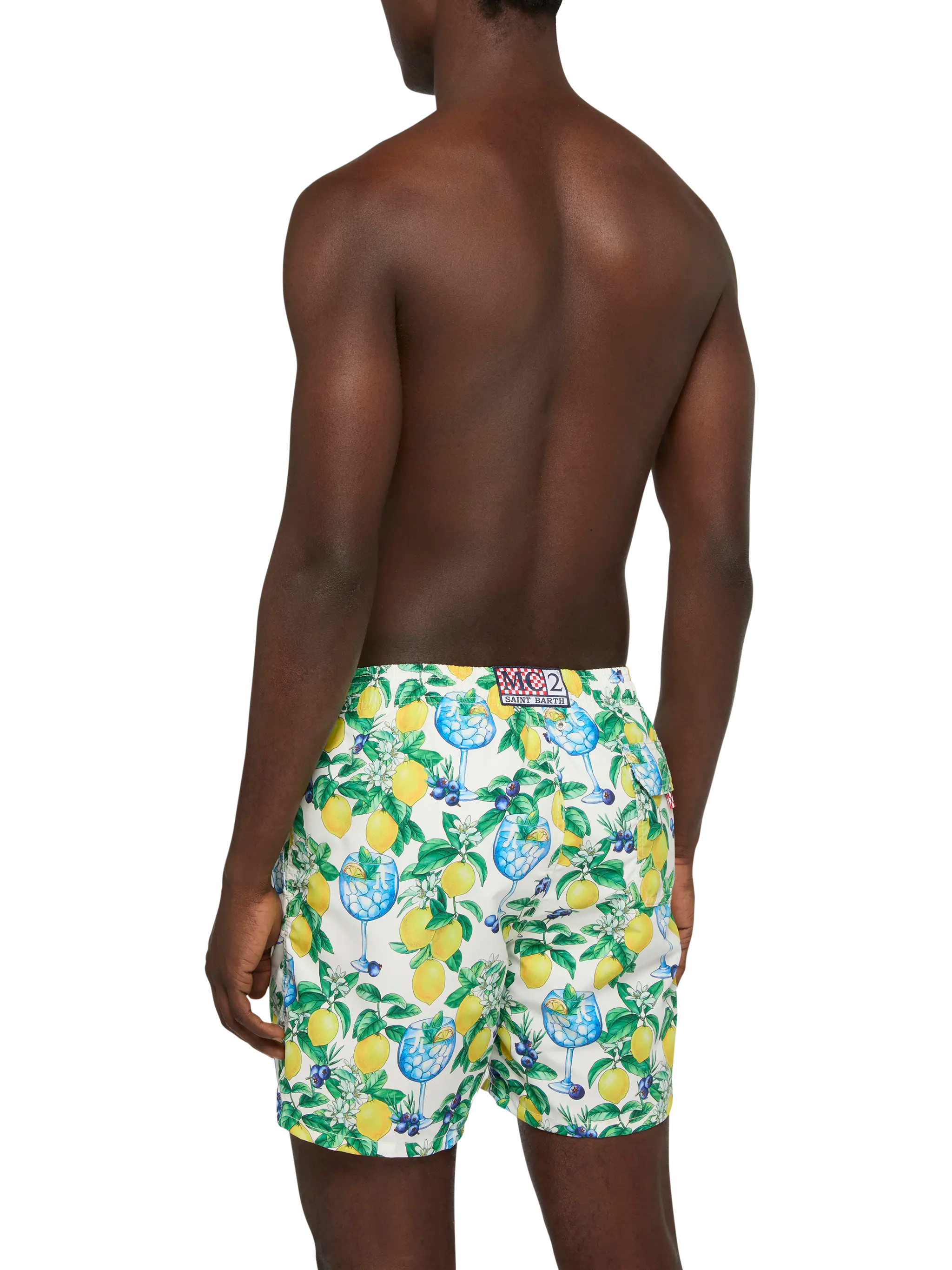 Mid-Length Gustavia Swim-Shorts With Gin And Lemons Print White Swimshort
