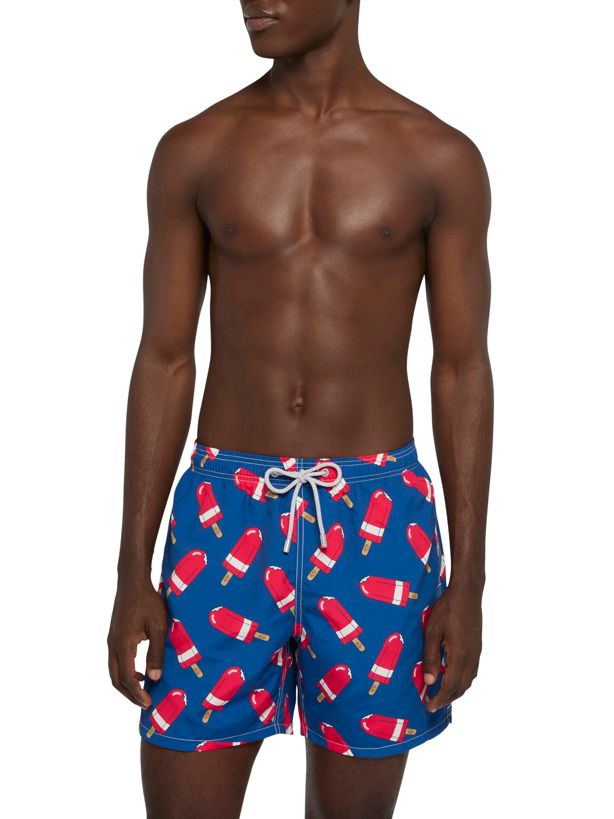 Mid-Length Gustavia Swim-Shorts With Fior Di Fragola Print | Algida Special Edition Blue Swimshort