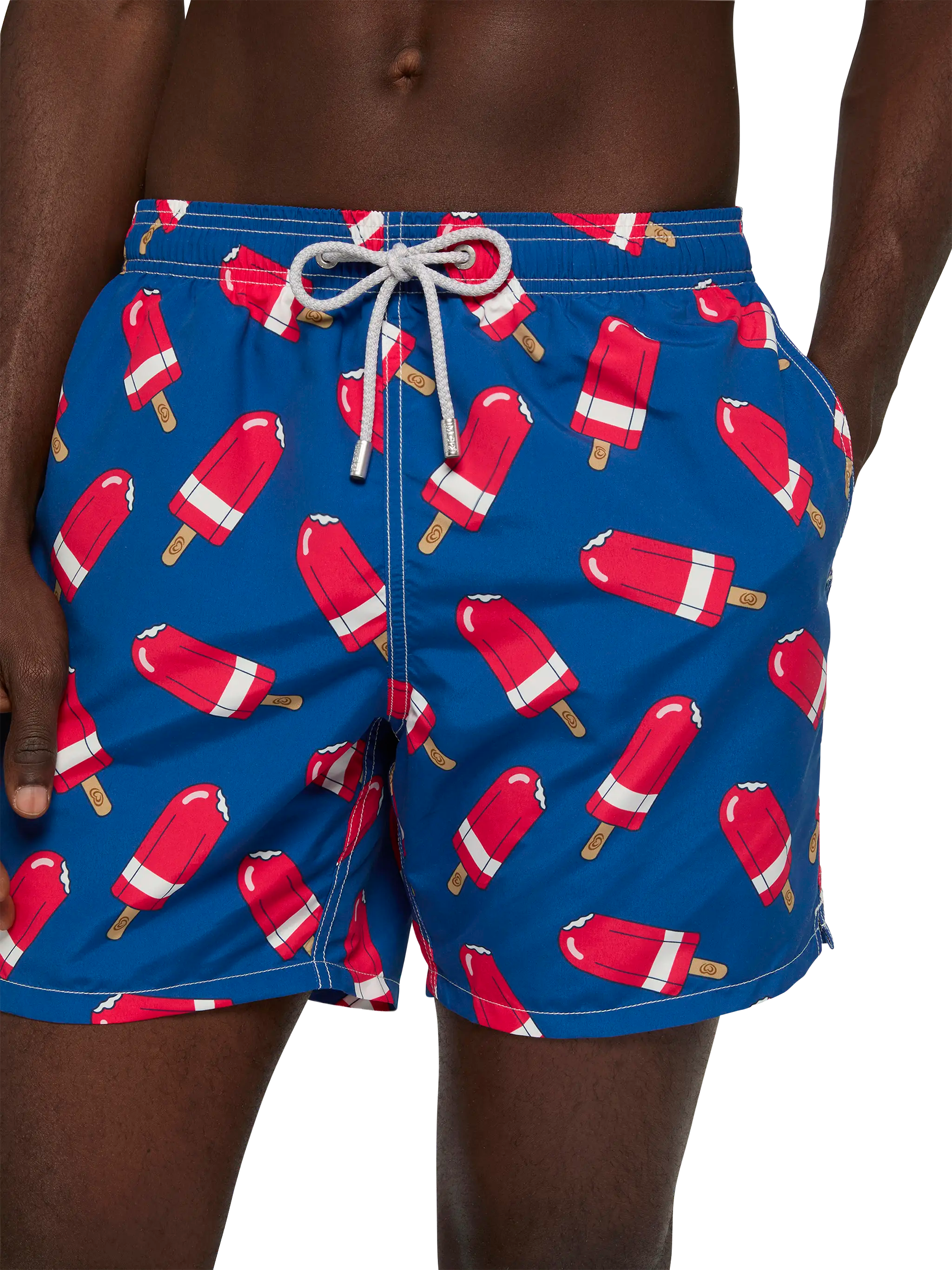 Mid-Length Gustavia Swim-Shorts With Fior Di Fragola Print | Algida Special Edition Blue Swimshort
