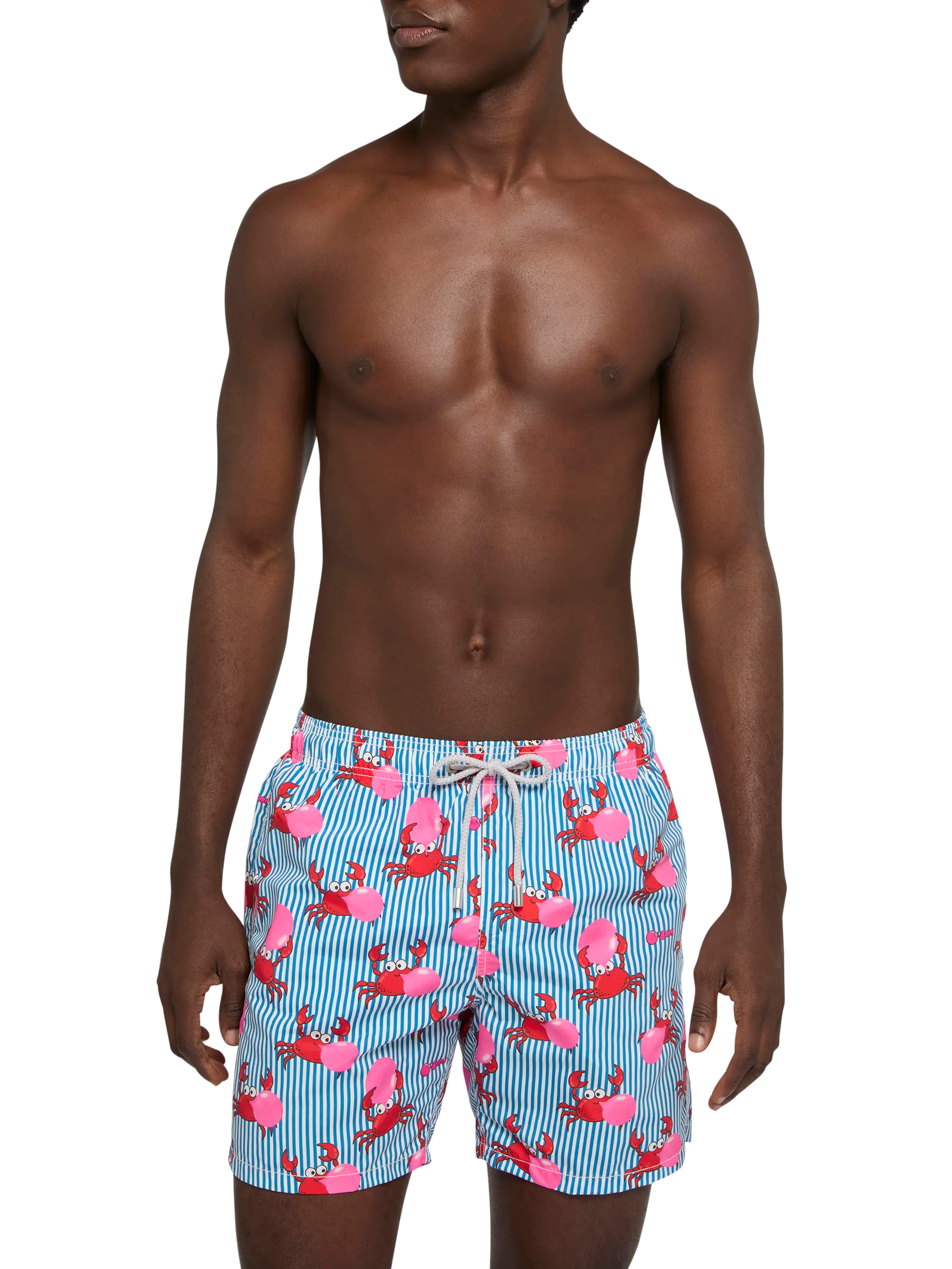 Mid-Length Gustavia Swim-Shorts With Big Babol Crab Print | Special Edition Blue Swimshort