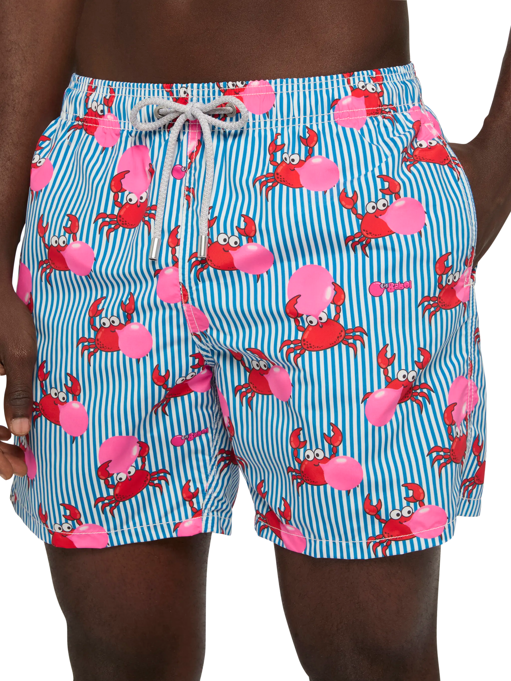 Mid-Length Gustavia Swim-Shorts With Big Babol Crab Print | Special Edition Blue Swimshort