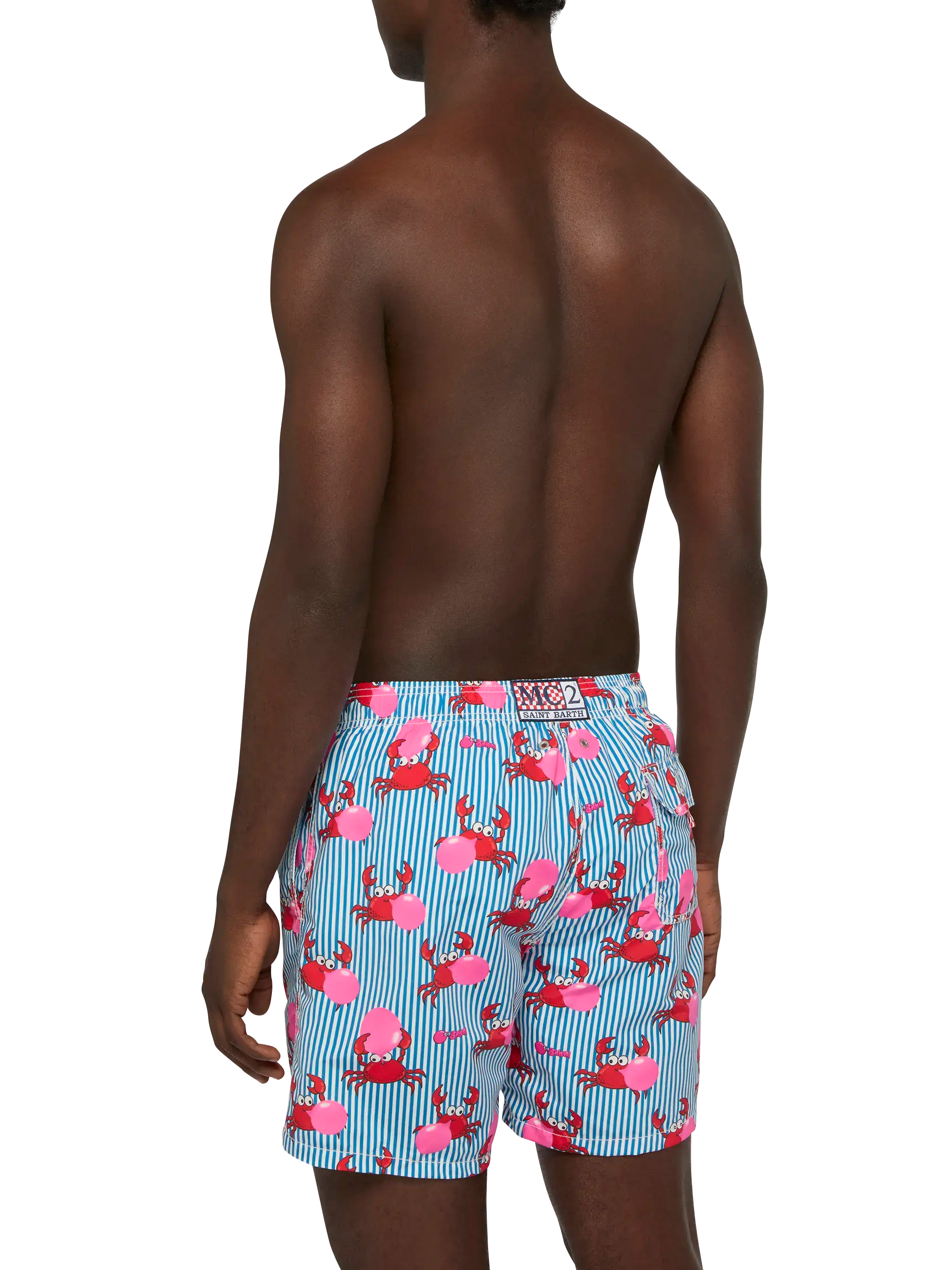 Mid-Length Gustavia Swim-Shorts With Big Babol Crab Print | Special Edition Blue Swimshort