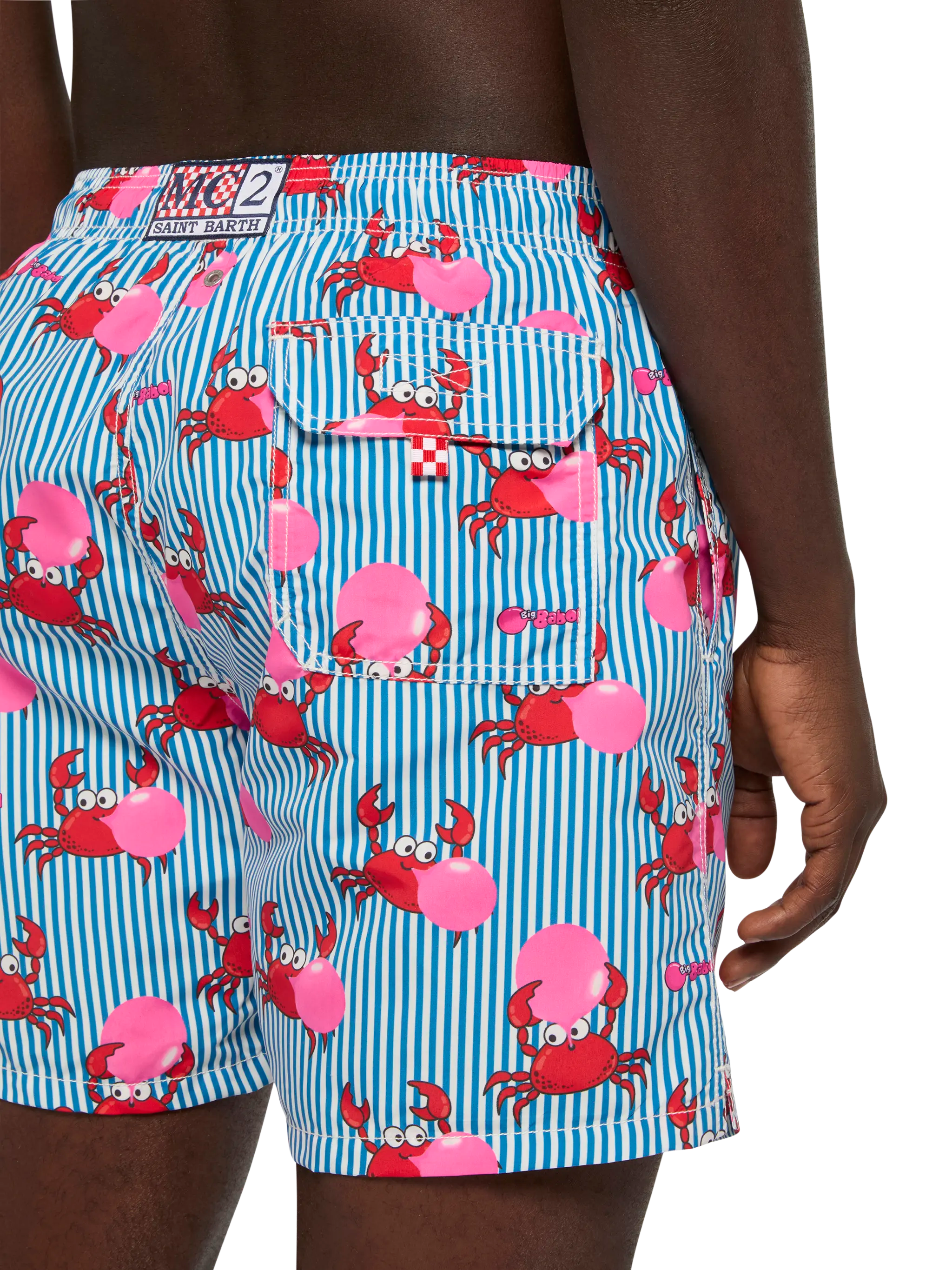 Mid-Length Gustavia Swim-Shorts With Big Babol Crab Print | Special Edition Blue Swimshort