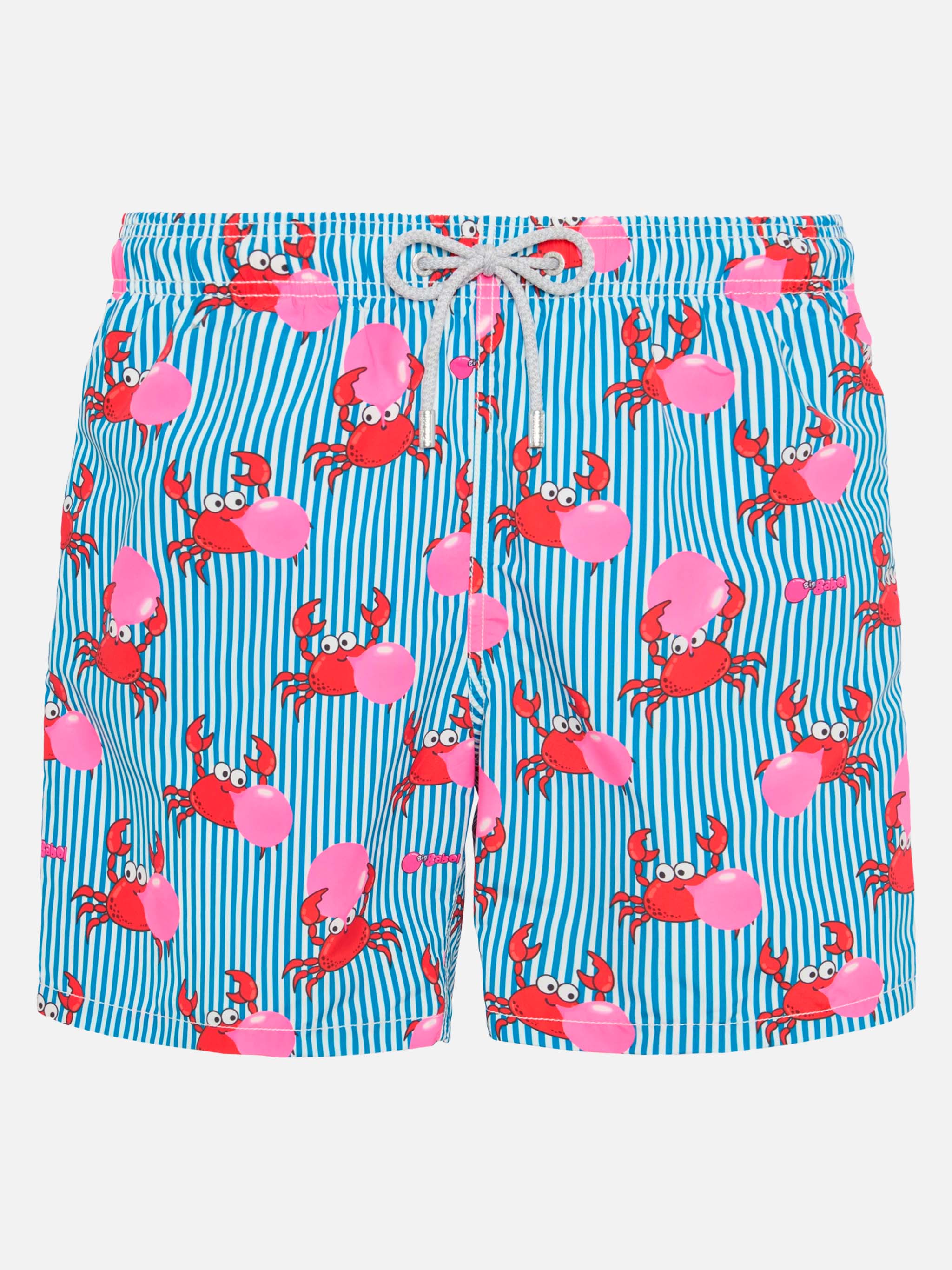 Mid-Length Gustavia Swim-Shorts With Big Babol Crab Print | Special Edition Blue Swimshort