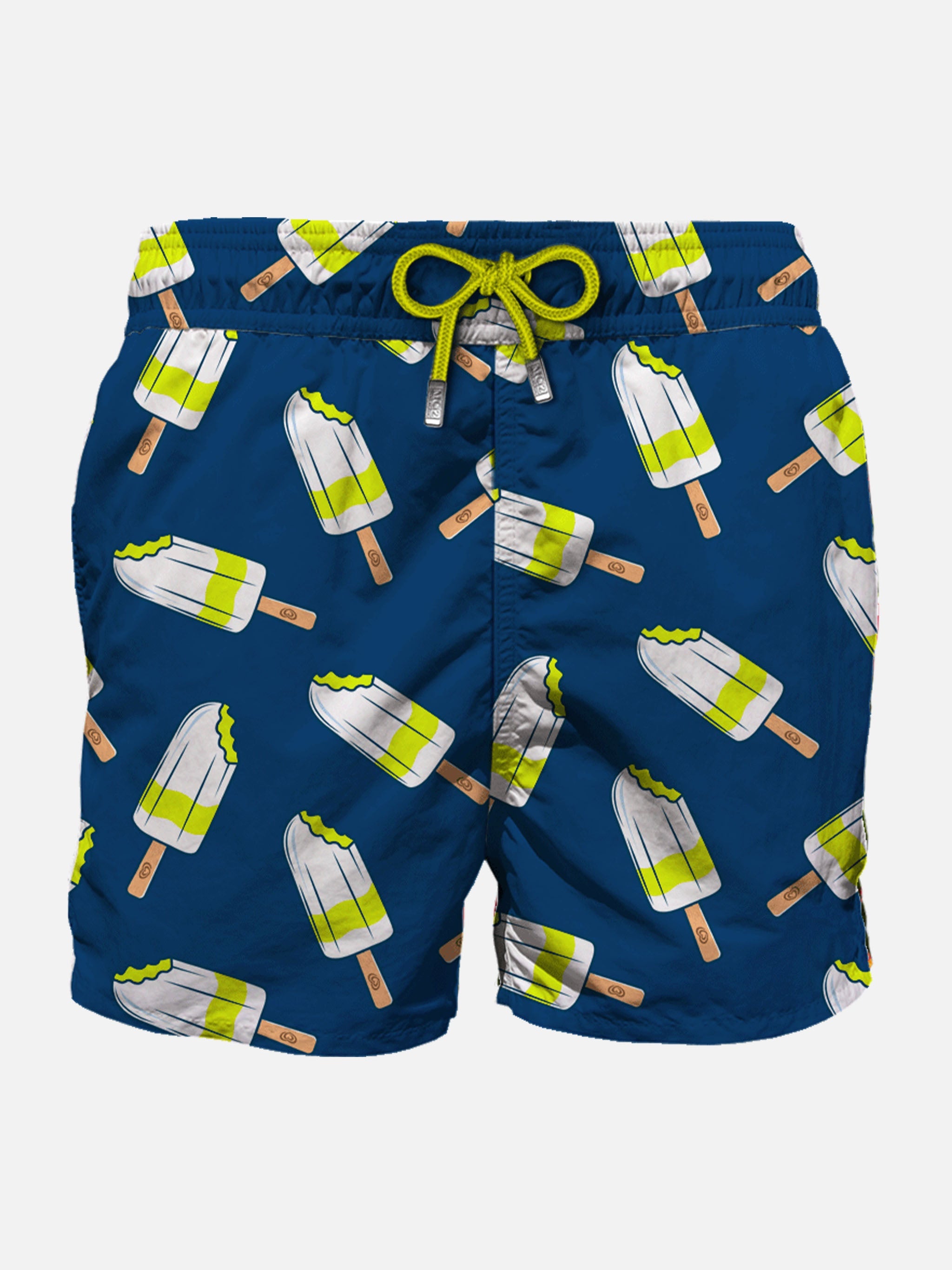 Man Mid-Length Gustavia Swim-Shorts With Lemonissimo Print | Algida Special Edition Blue Swimshort