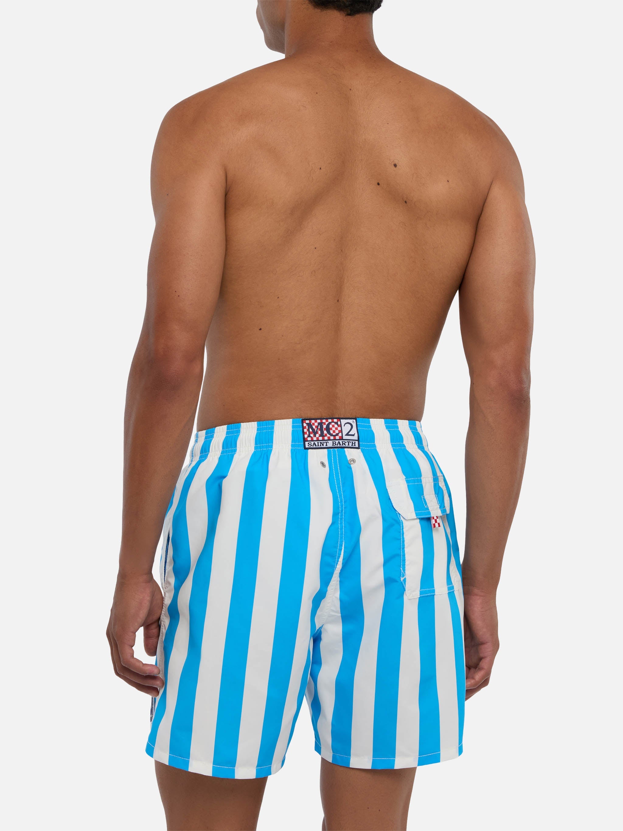 Mid-Length Gustavia Swim-Shorts With Napoli Print | Ssc Special Edition Sky Swimshort