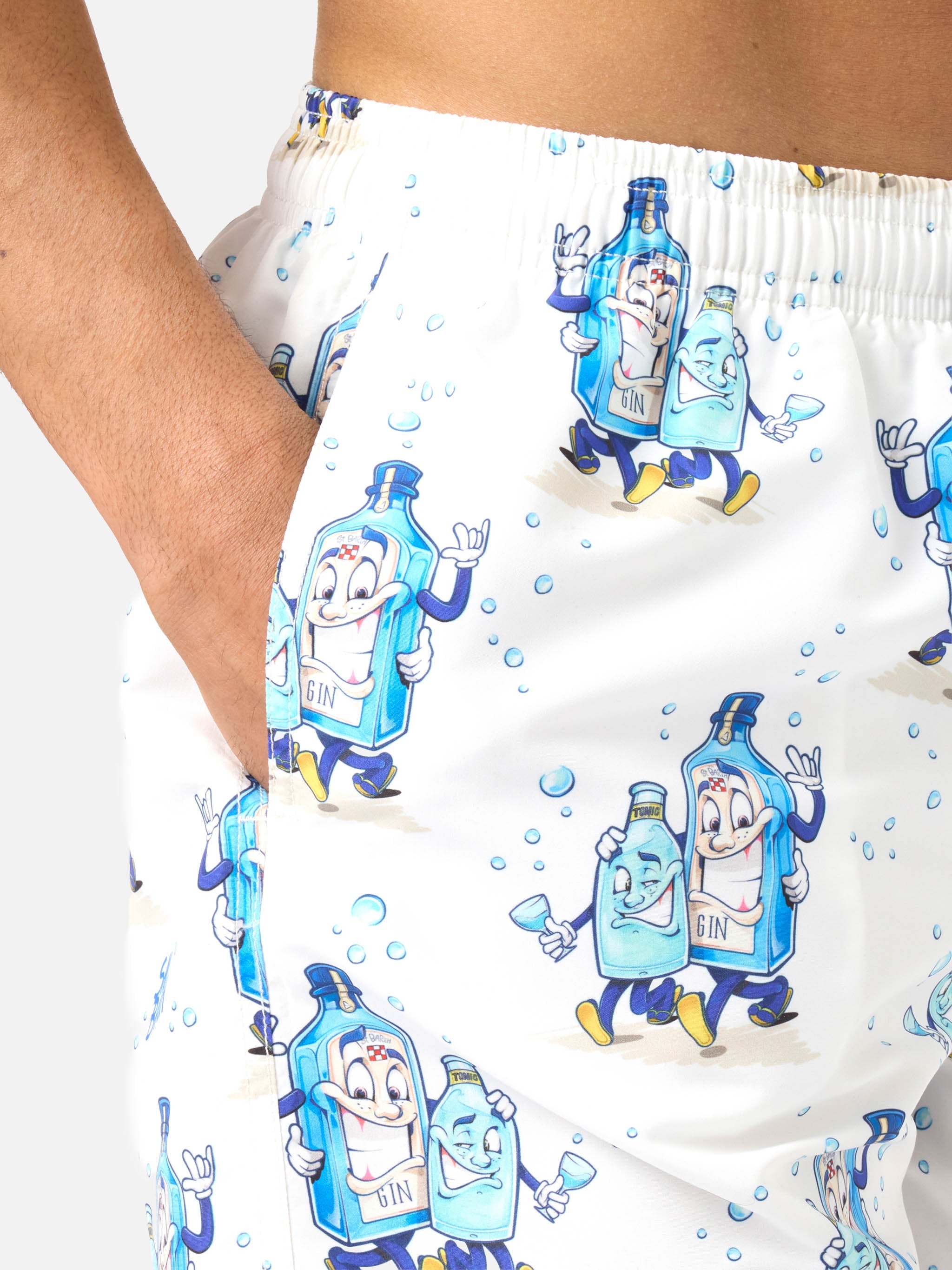 Gustavia Swim Shorts White With Gino & Tony Print | Special Edition Swimshort