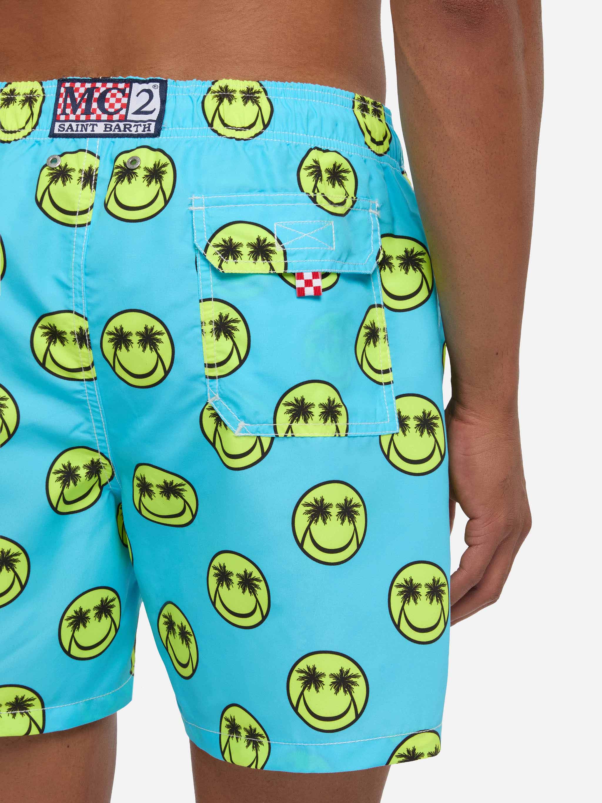 Palm Smile Mid-Length Swim Shorts Blue Swimshort