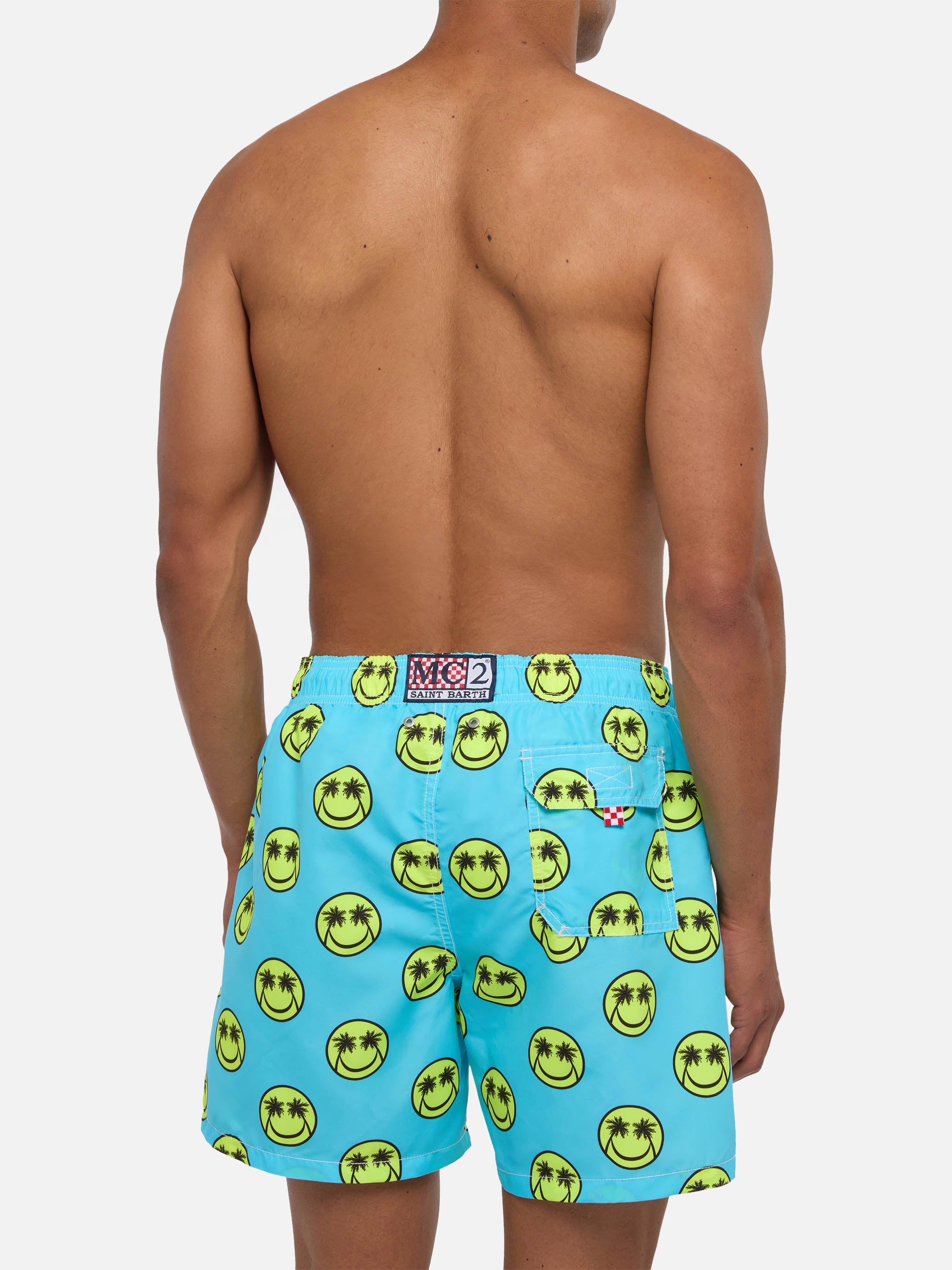 Palm Smile Mid-Length Swim Shorts Blue Swimshort